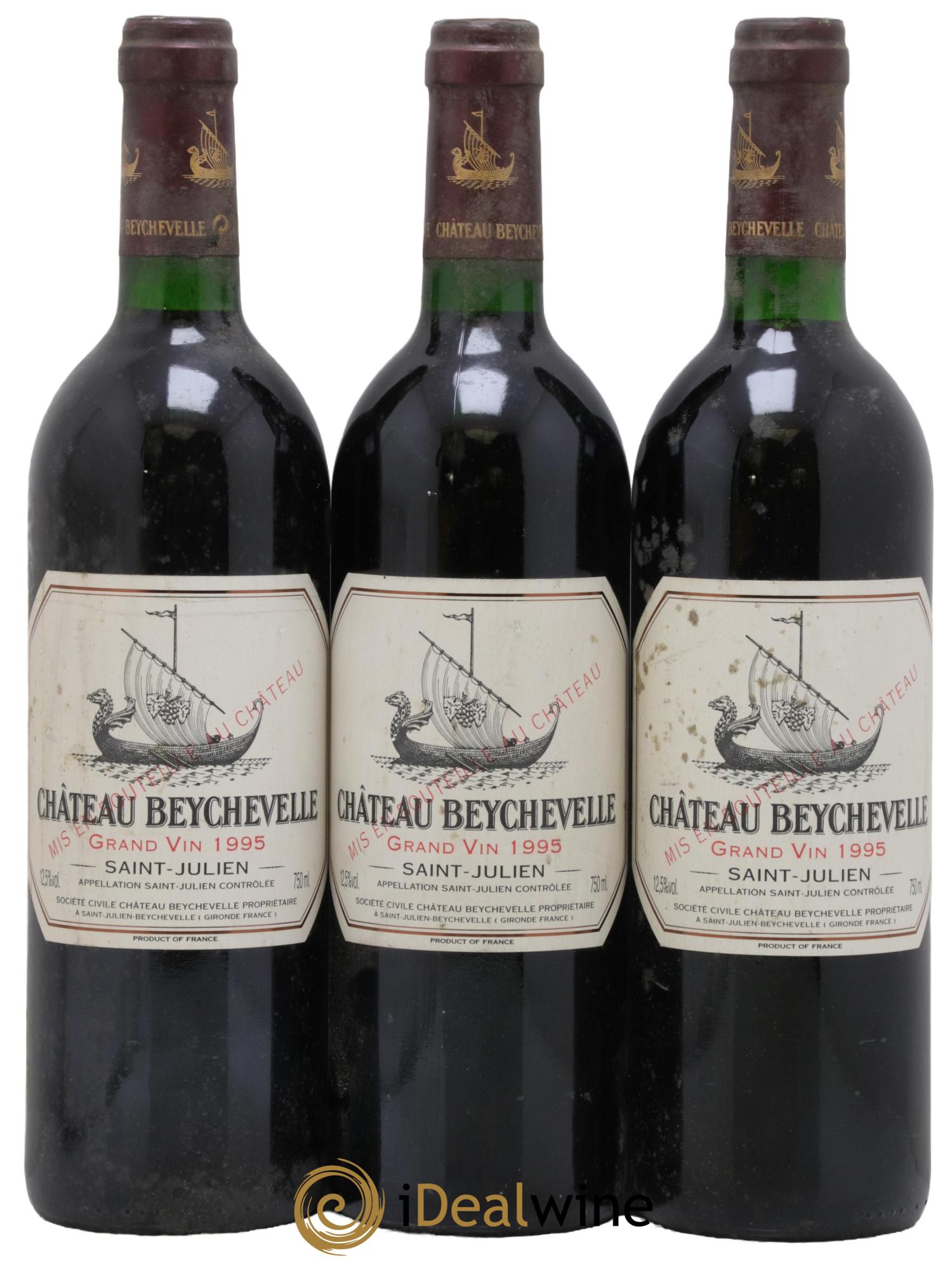 Château Beychevelle 4ème Grand Cru Classé 1995 - Lot of 3 bottles - 0