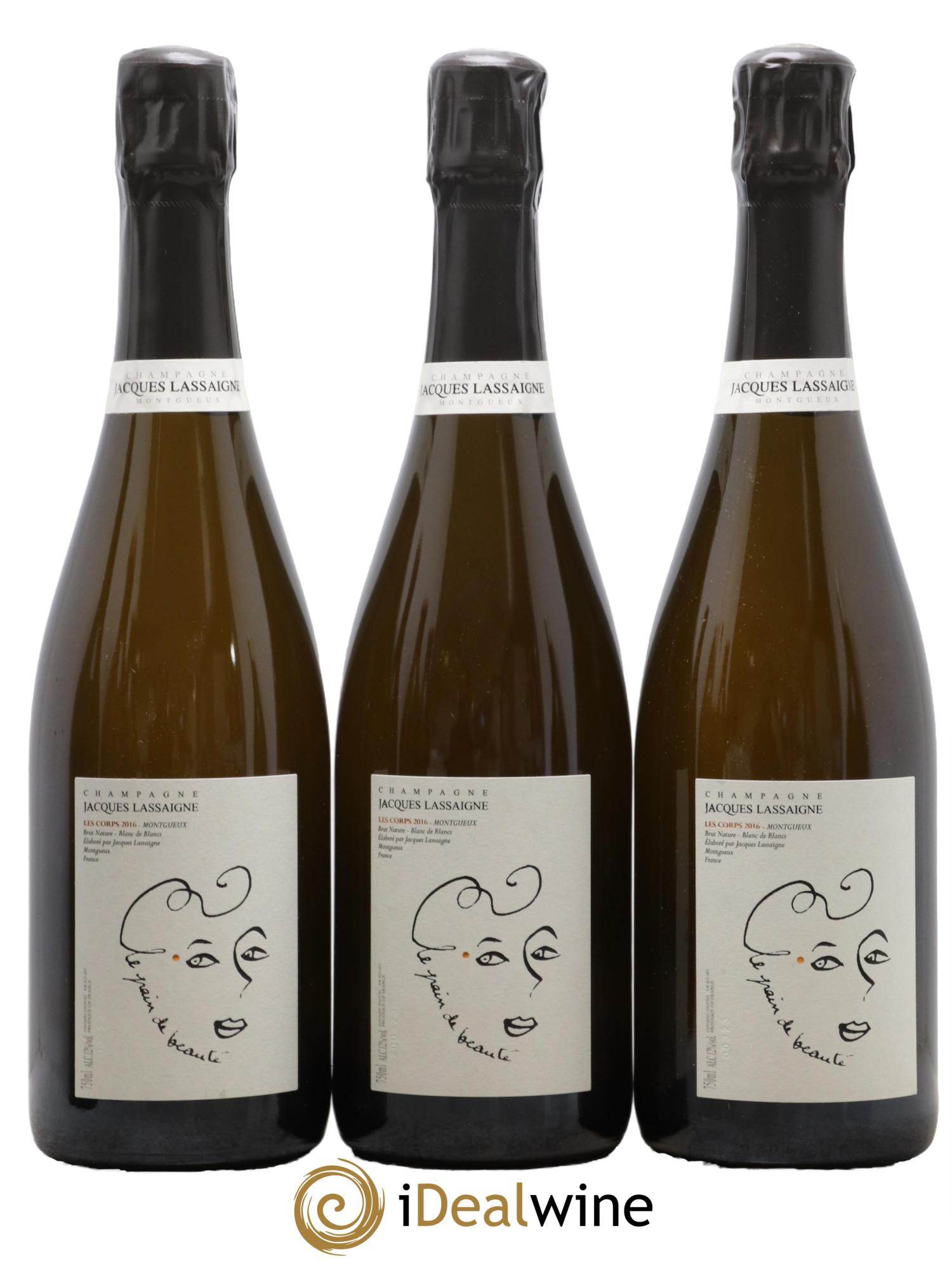 Grain de Beauté Grande Cote Blanc de Blancs Brut Jacques Lassaigne Le Grain De Beauté Les Corps Jacques Lassaigne 2016 - Posten von 3 Flaschen - 0