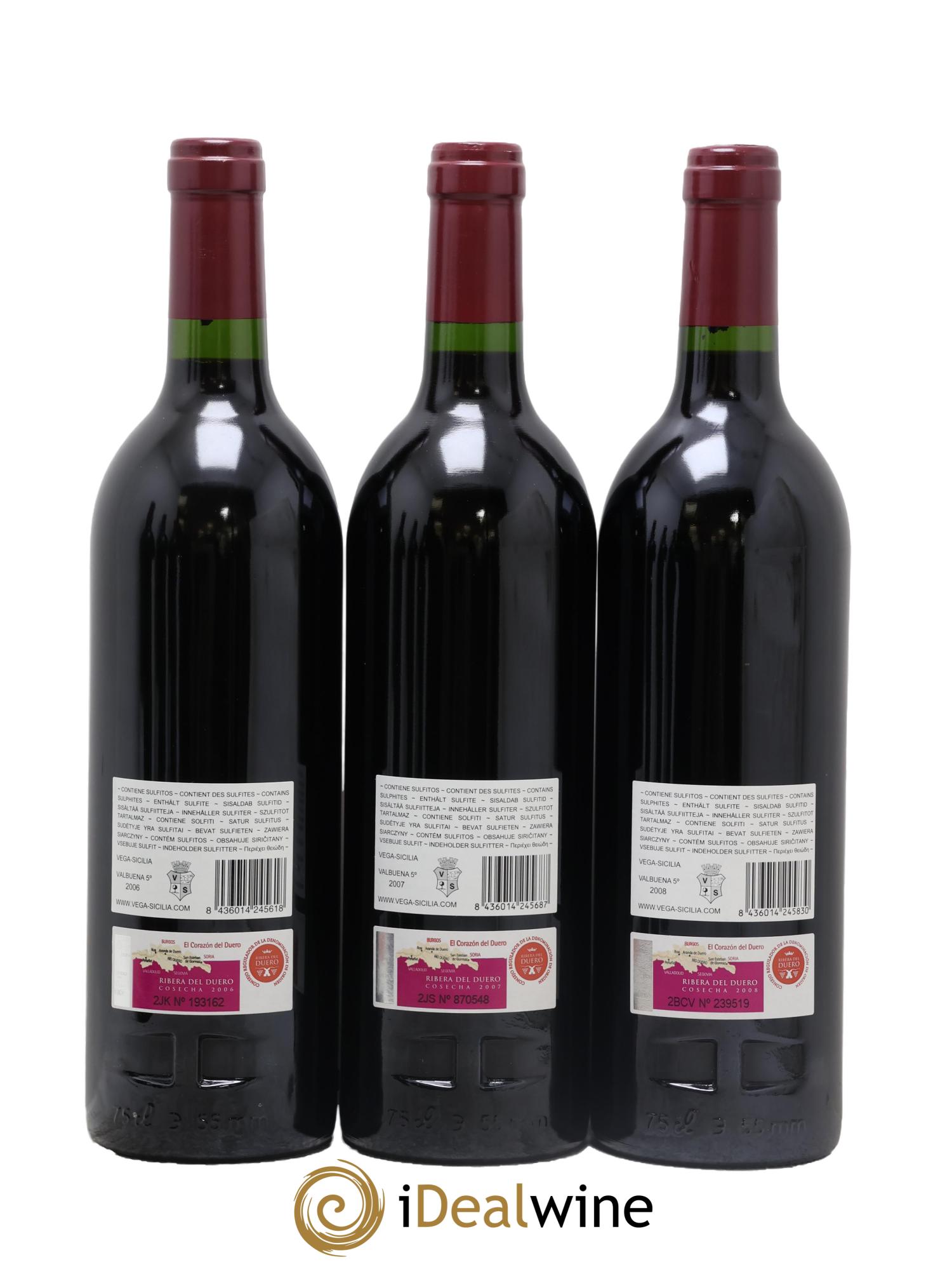 Ribera Del Duero DO Caisse  Valbuena Edicion Limitada Coleccionista 2006, 2007, 2008, 2009, 2010, 2011 - Lot de 6 bouteilles - 2