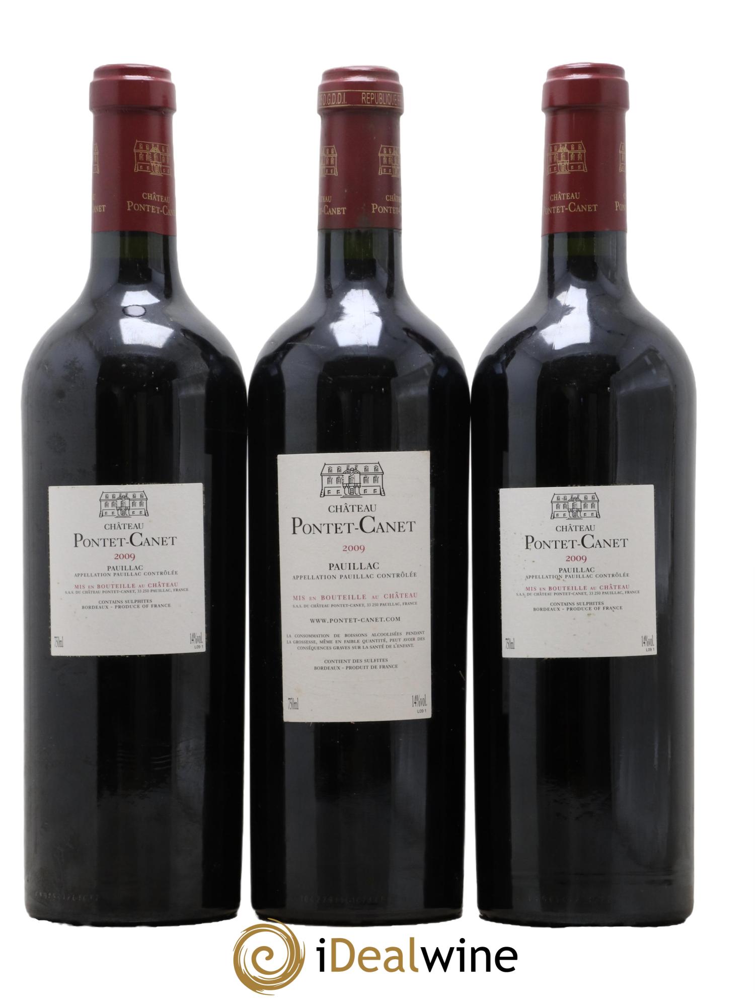 Château Pontet Canet 5ème Grand Cru Classé  2009 - Posten von 3 Flaschen - 1