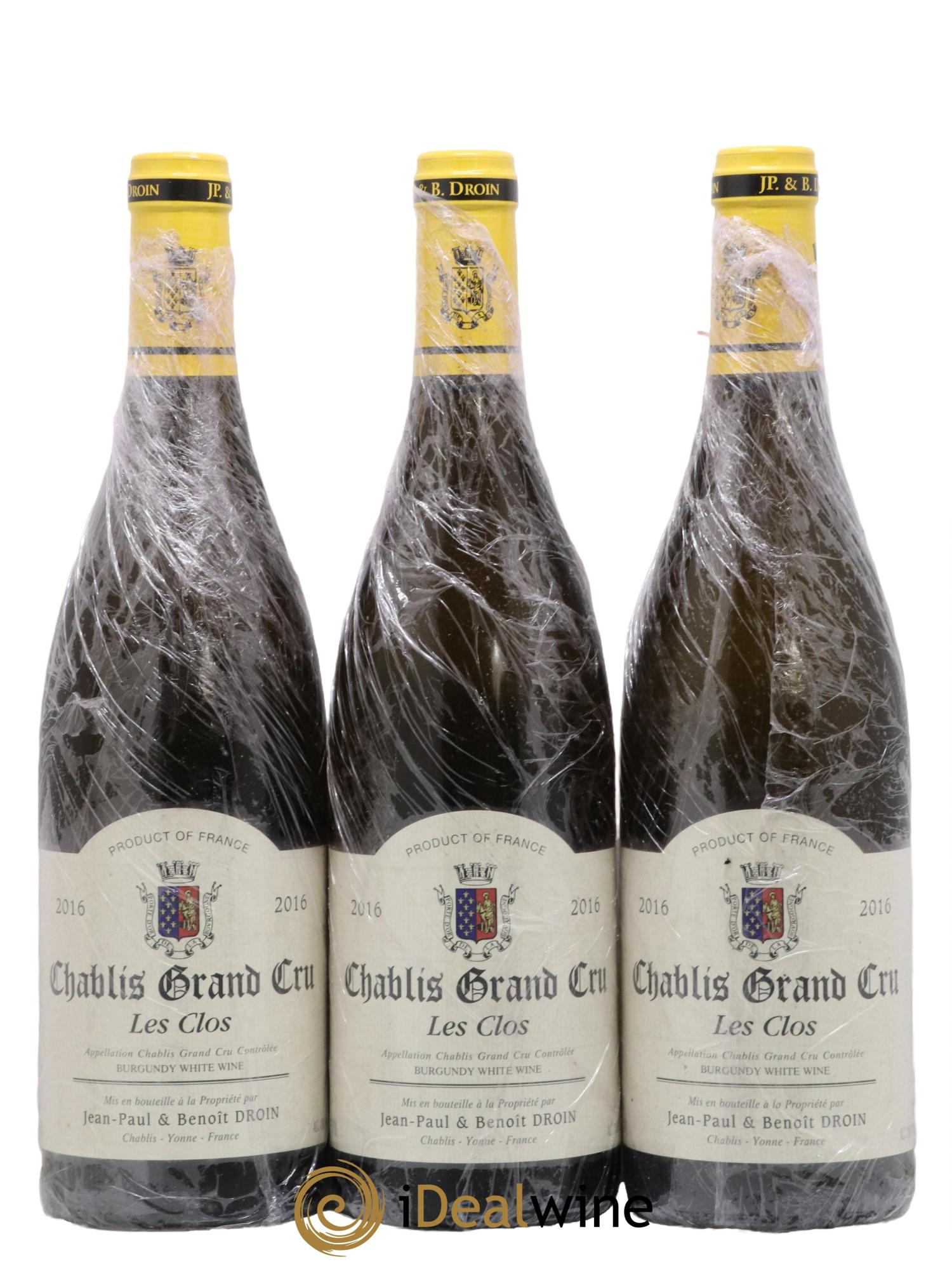 Chablis Grand Cru Les Clos Jean-Paul & Benoît Droin (Domaine) 2016 - Lot de 3 bouteilles - 0