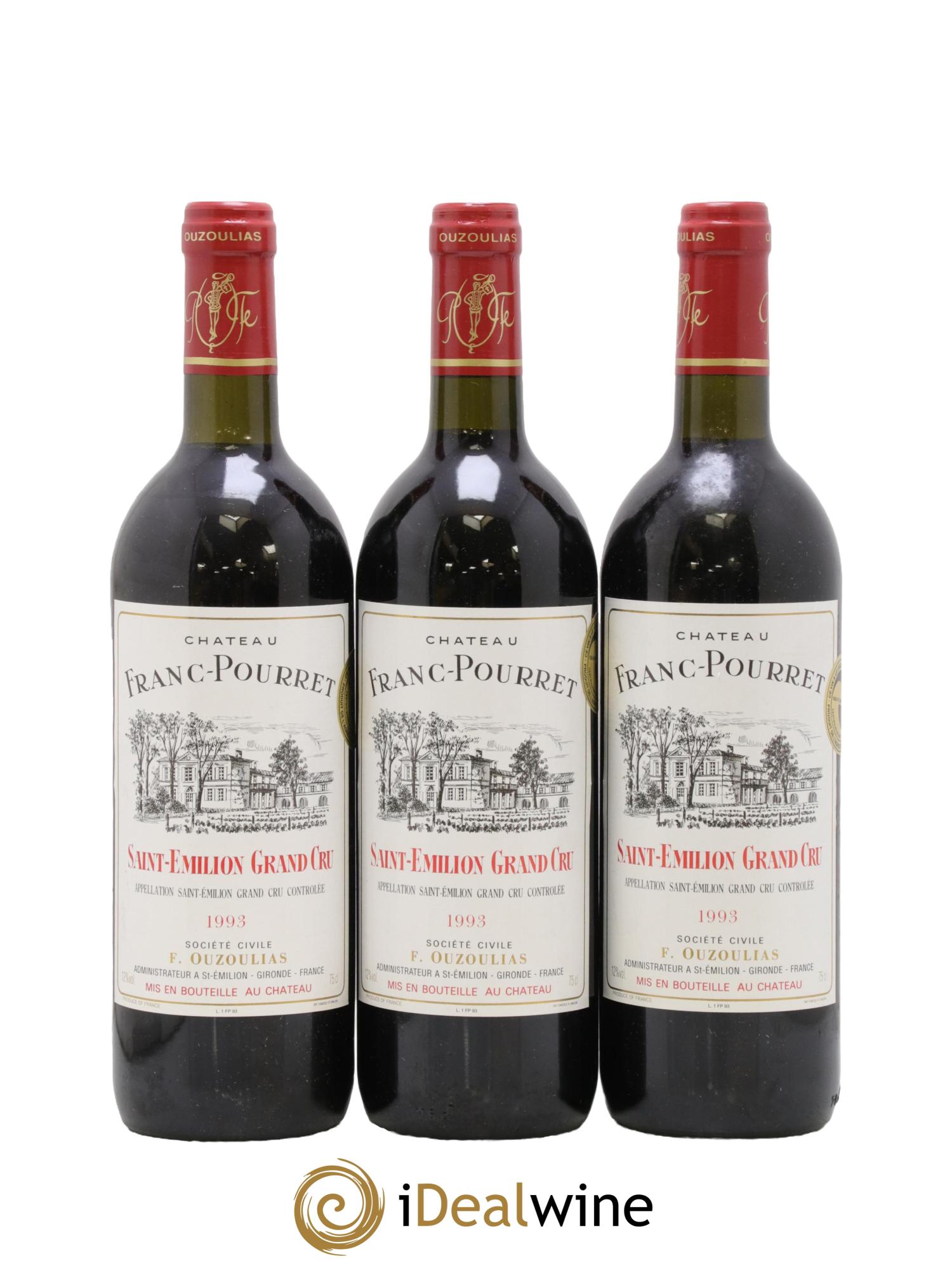 Saint-Émilion Grand Cru Château Franc-Pourret 1993 - Lot de 3 bouteilles - 0