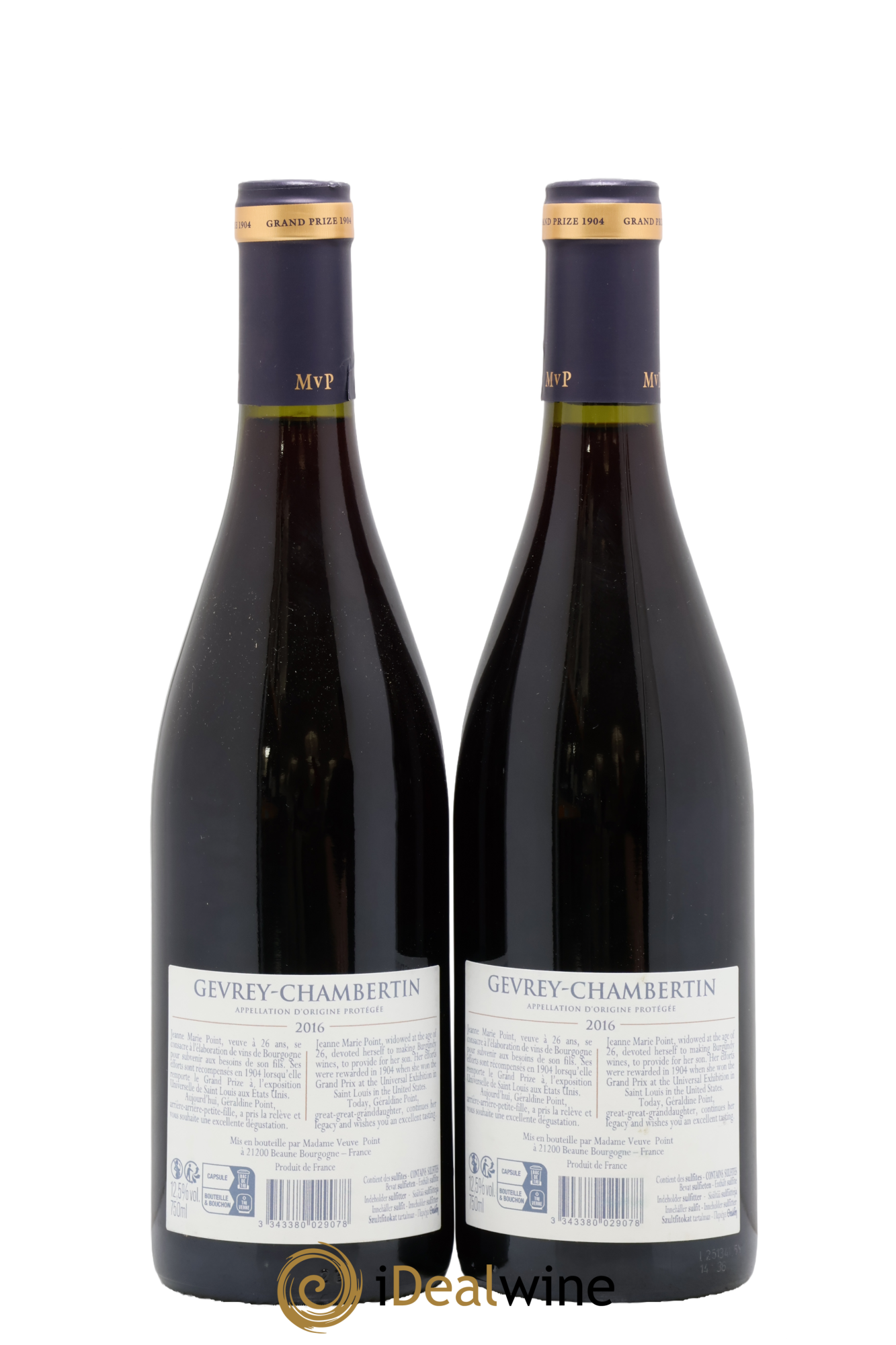 Gevrey-Chambertin Veuve point 2016 - Lot of 2 bottles - 1