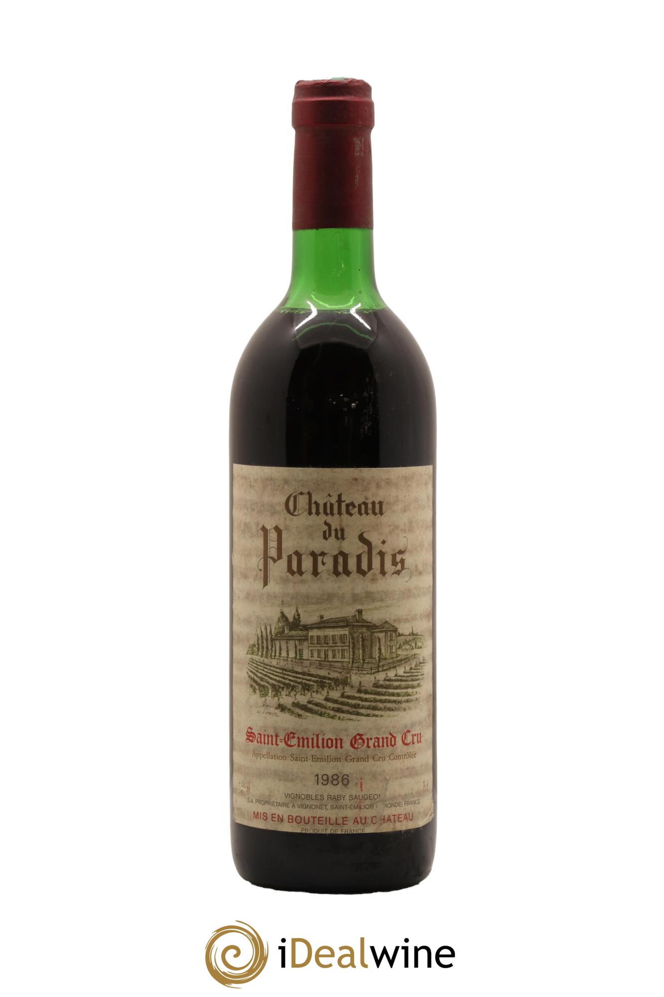 Saint-Émilion Grand Cru Chateau Du Paradis 1986 - Lot de 1 bouteille - 0