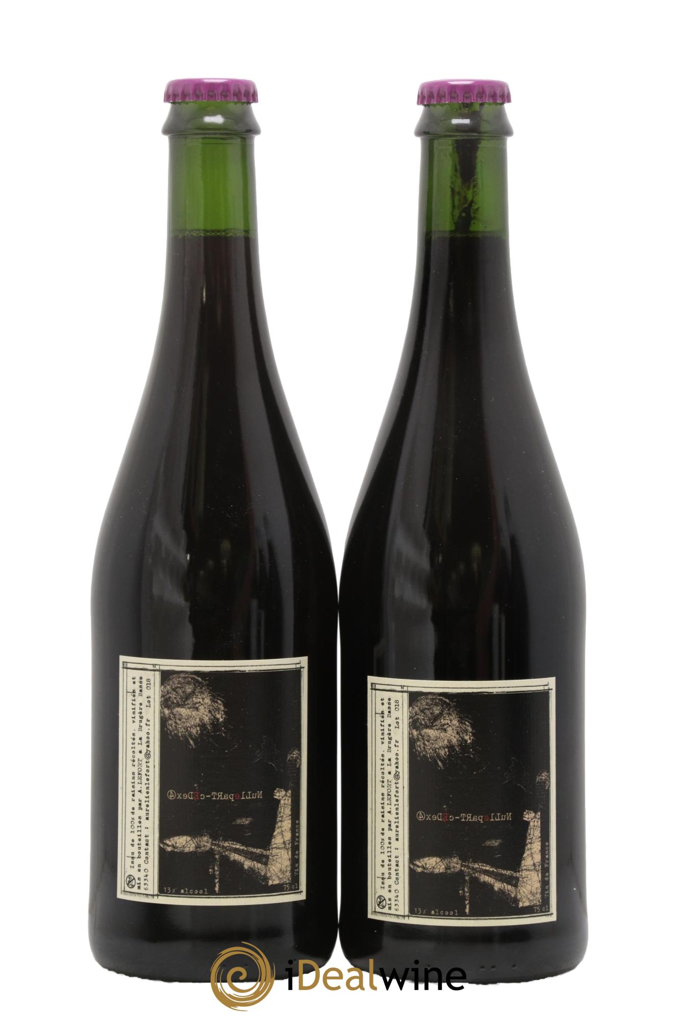 Vin de France Nulle Part Cedex 4 Cuvée Inédite Aurélien Lefort 2018 - Lotto di 2 bottiglie - 0
