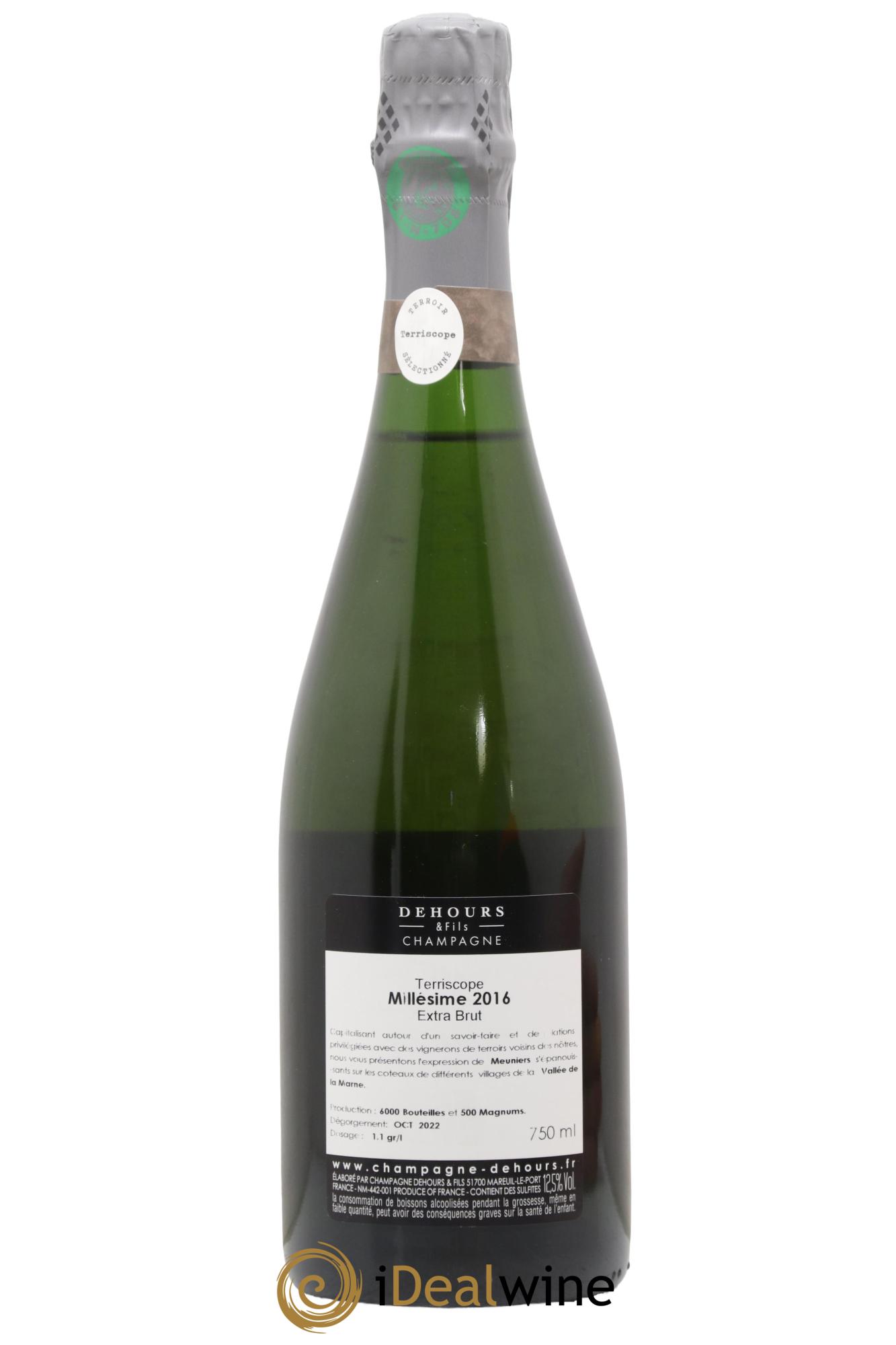 Champagne Extra-Brut Terriscope Dehours et Fils 2016 - Lotto di 1 bottiglia - 1