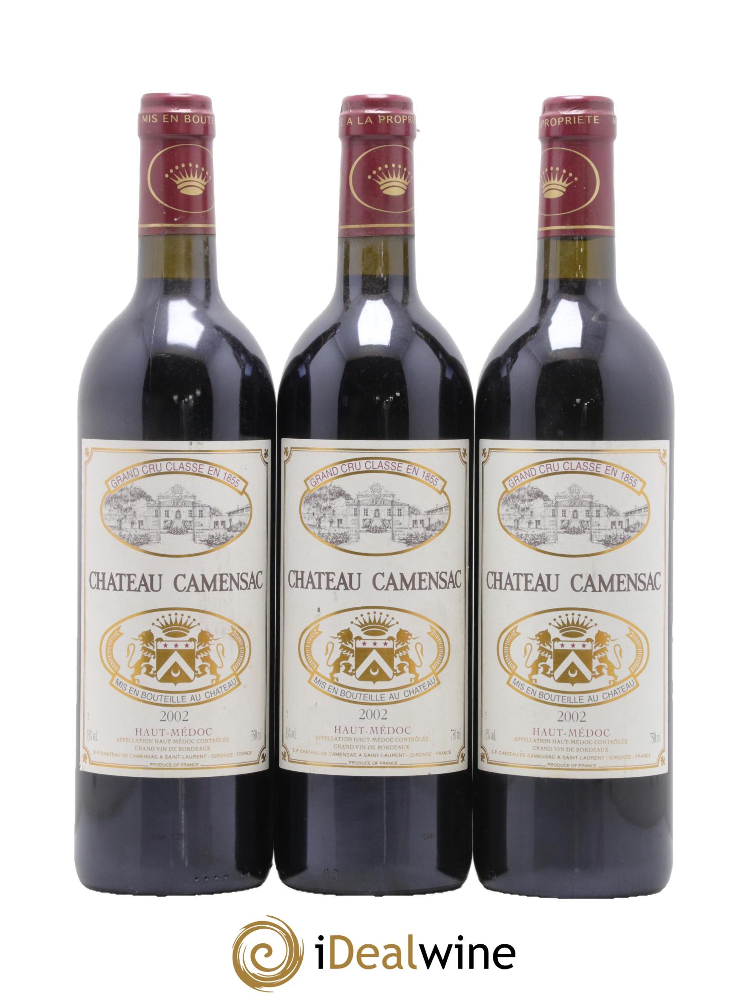 Château Camensac 5ème Grand Cru Classé 2002 - Lot de 3 bouteilles - 0