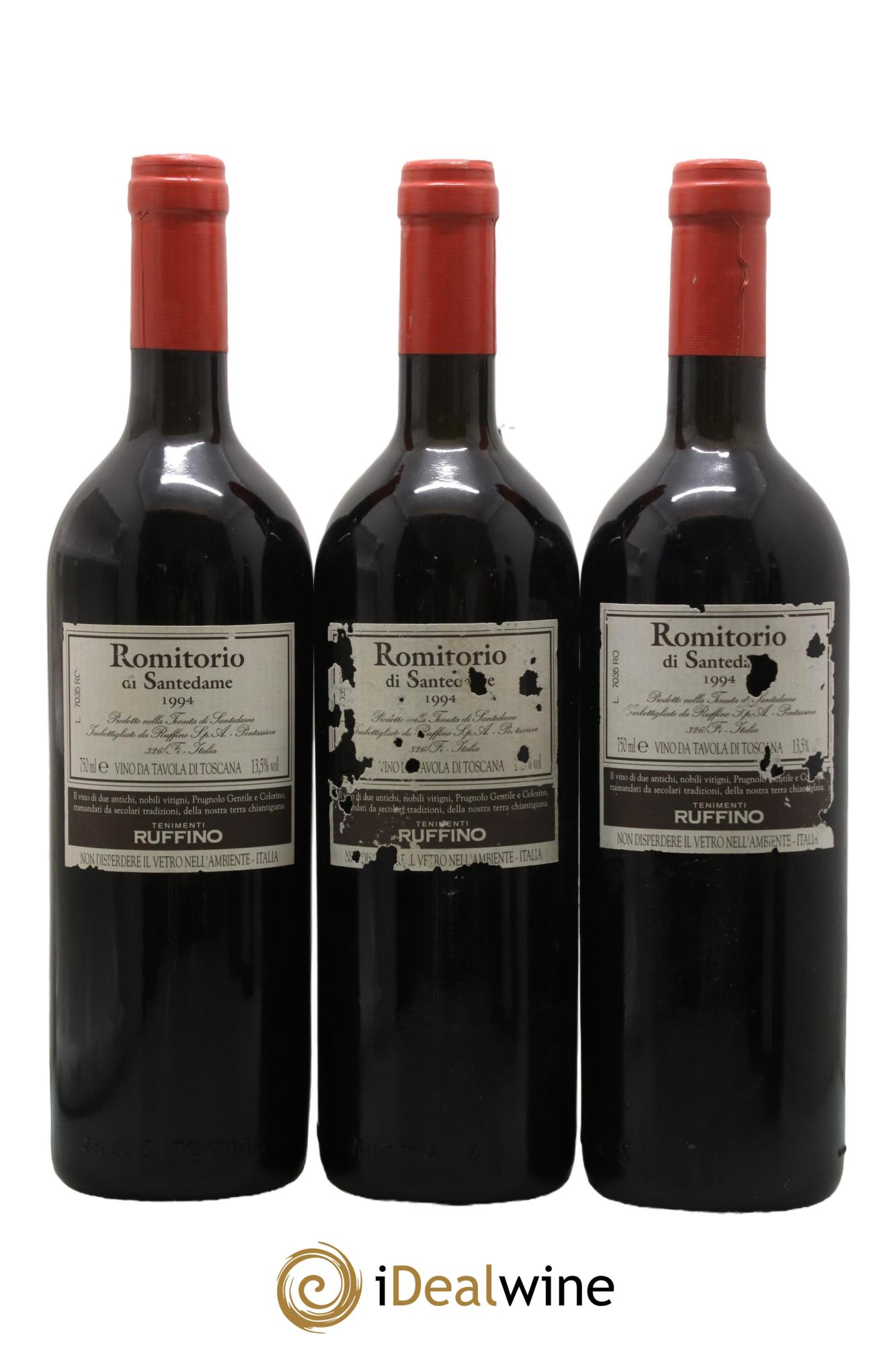 Italie Tavola Di Toscana Romitorio di Santedame Gran Selezione Ruffino 1994 - Lot de 3 bouteilles - 1