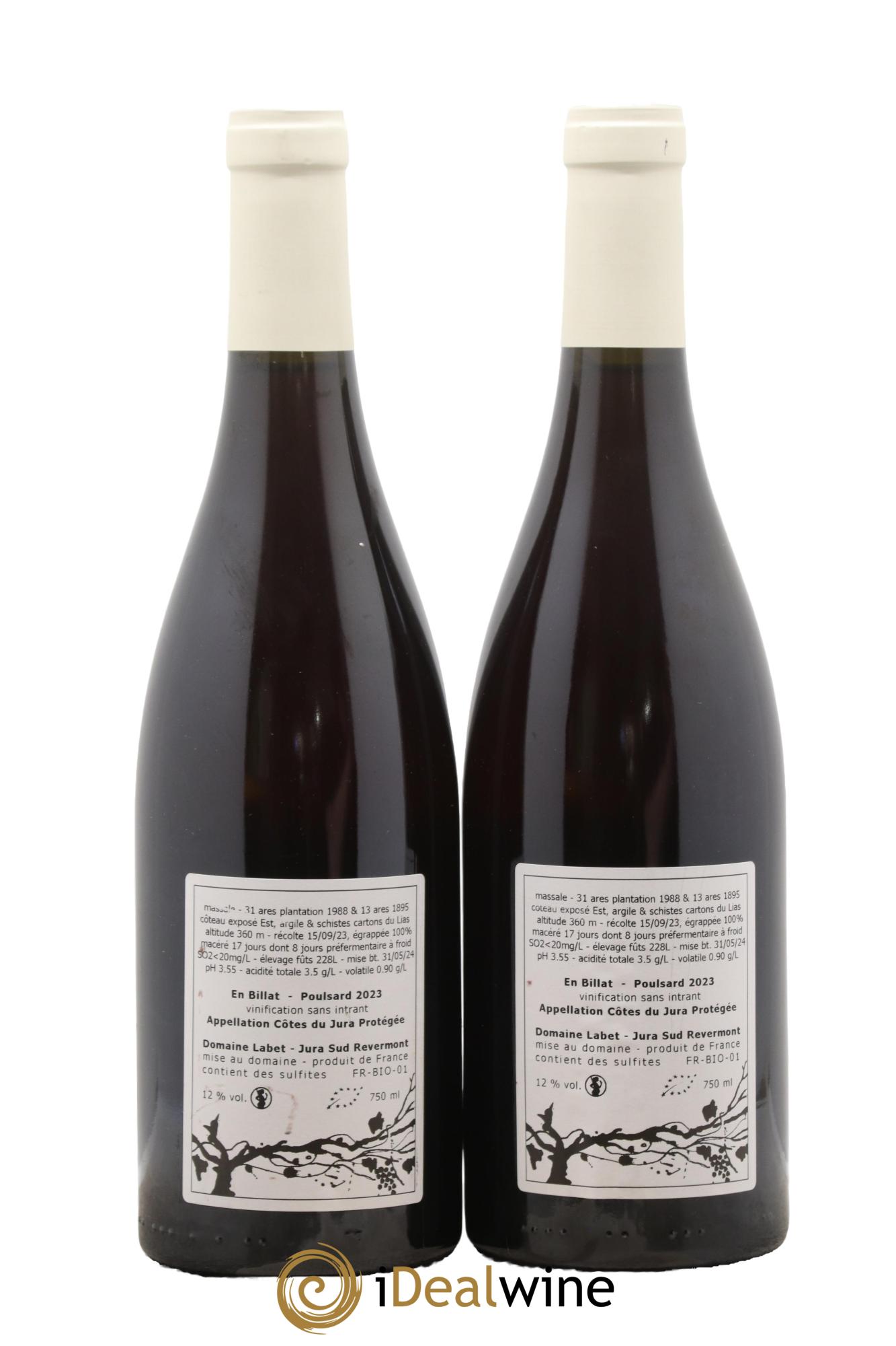 Côtes du Jura Poulsard En Billat Romain - Julien - Charline Labet 2023 - Posten von 2 Flaschen - 1