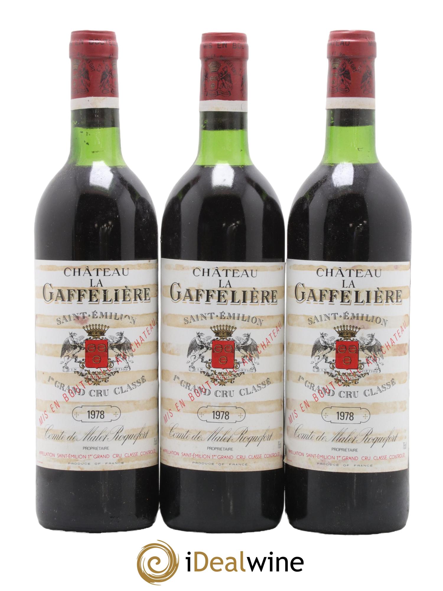 Château la Gaffelière 1er Grand Cru Classé B 1978 - Lot de 3 bouteilles - 0