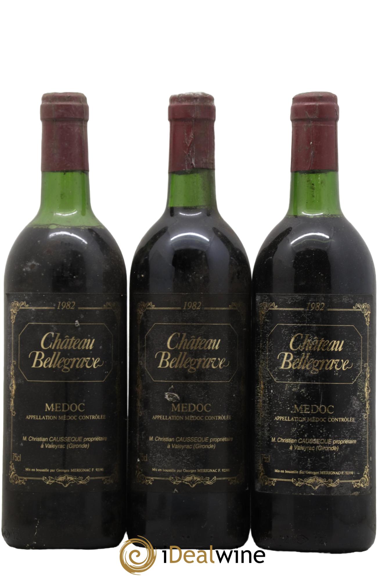 Médoc Chateau Bellegrave 1982 - Lot de 3 bouteilles - 0