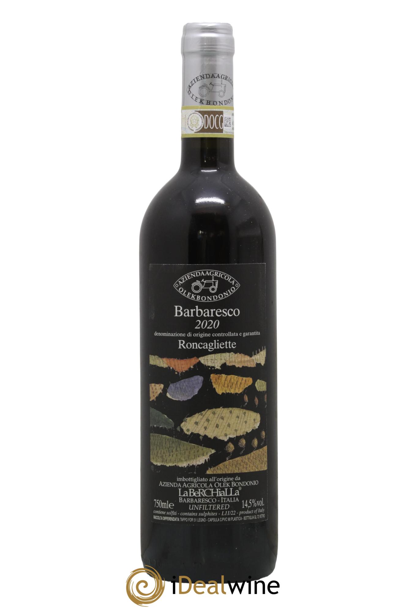 Barbaresco DOCG Roncagliette Olek Bondonio 2020 - Lot de 1 bouteille - 0