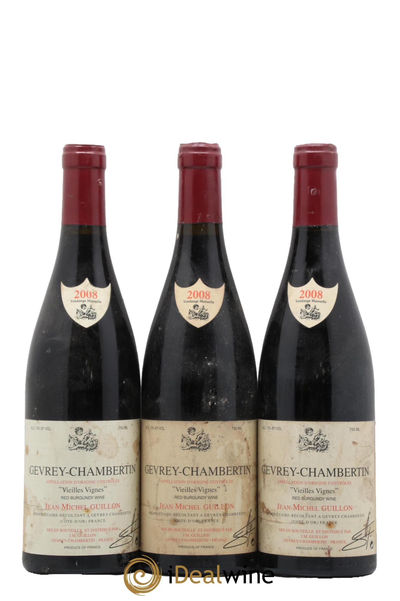 Gevrey-Chambertin Vieilles Vignes Jean-Michel Guillon 2008 - Lot de 3 bouteilles - 0