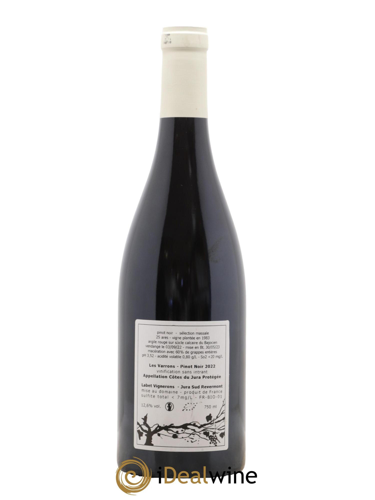 Côtes du Jura Pinot Noir Les Varrons Sélection Massale Romain - Julien - Charline Labet 2022 - Lot de 1 bouteille - 1