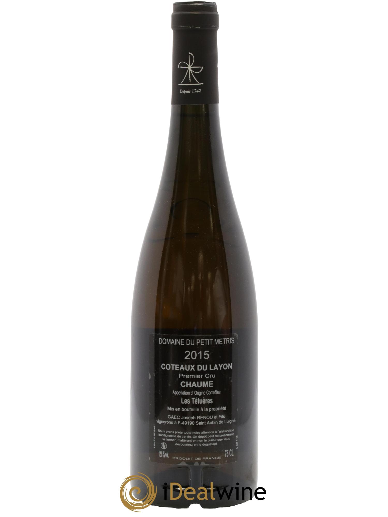 Coteaux du Layon Premier Cru Chaume Domaine du Petit Métris "Les Tétuères" 2015 - Lot of 1 bottle - 1