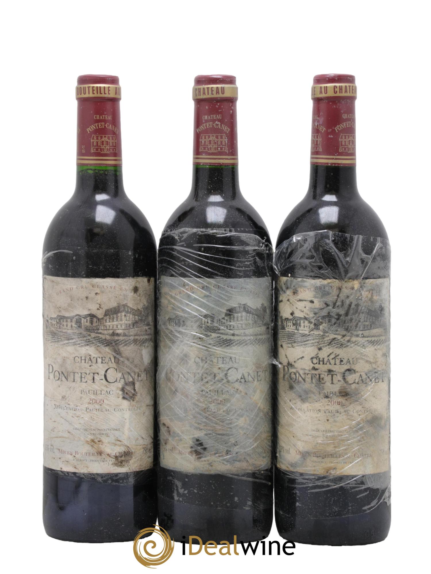 Château Pontet Canet 5ème Grand Cru Classé 2000 - Lot de 3 bouteilles - 0
