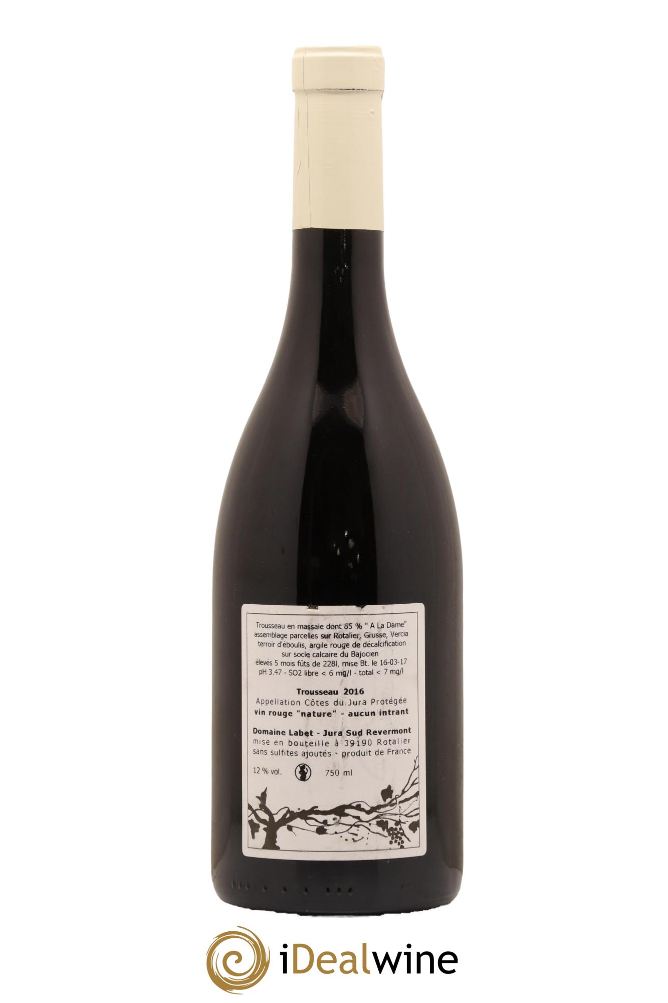 Côtes du Jura Trousseau Sélection Massale Romain - Julien - Charline Labet 2016 - Lot de 1 bouteille - 1