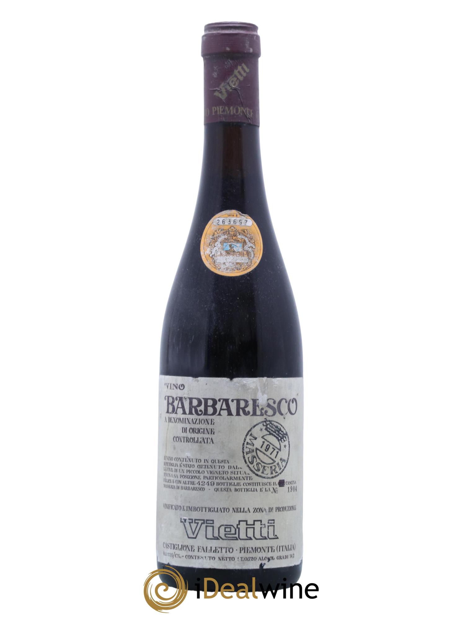 Barbaresco DOCG Masseria Vietti 1971 - Lot de 1 bouteille - 0