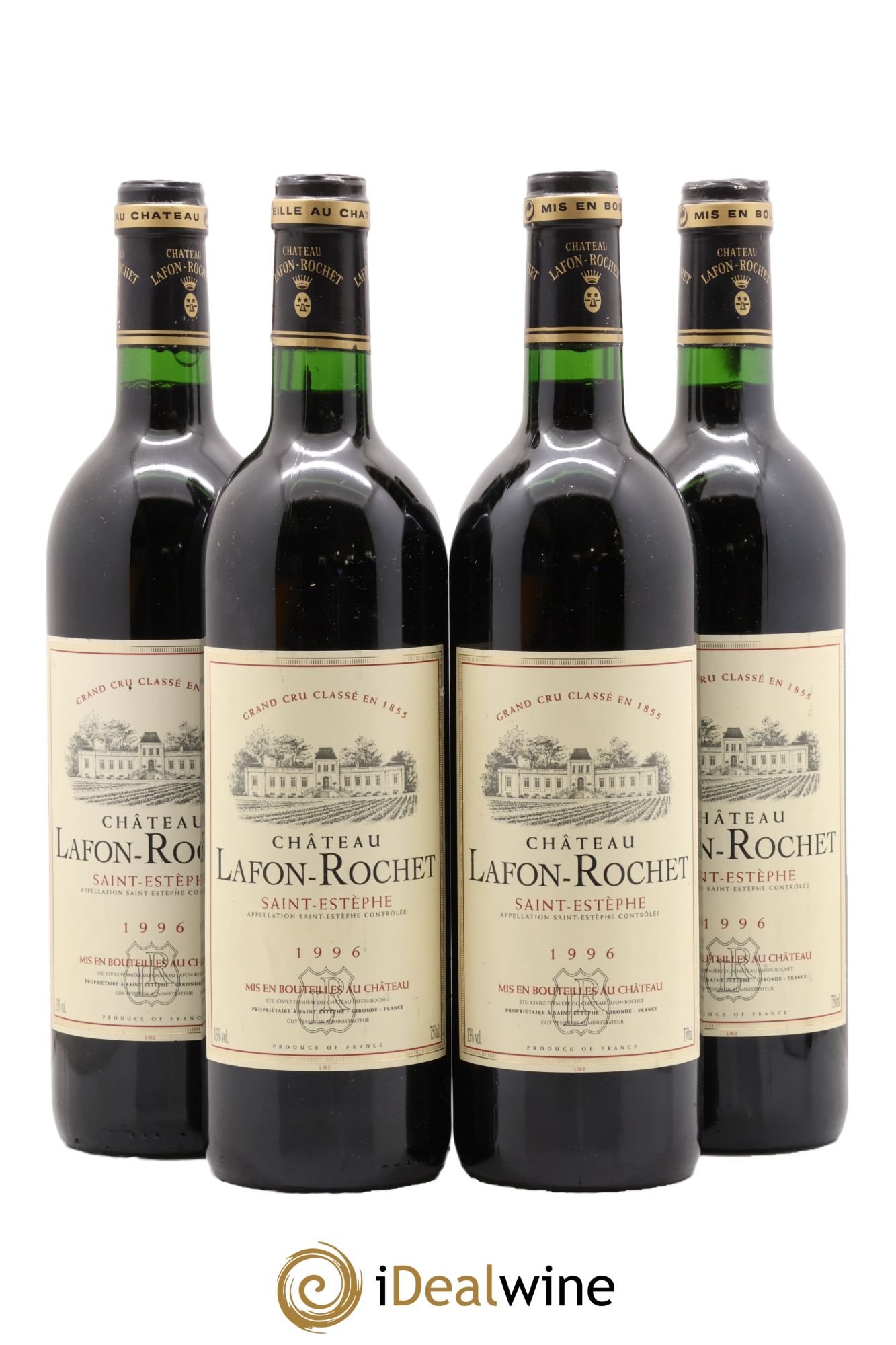 Château Lafon Rochet 4ème Grand Cru Classé 1996 - Lot de 4 bouteilles - 0