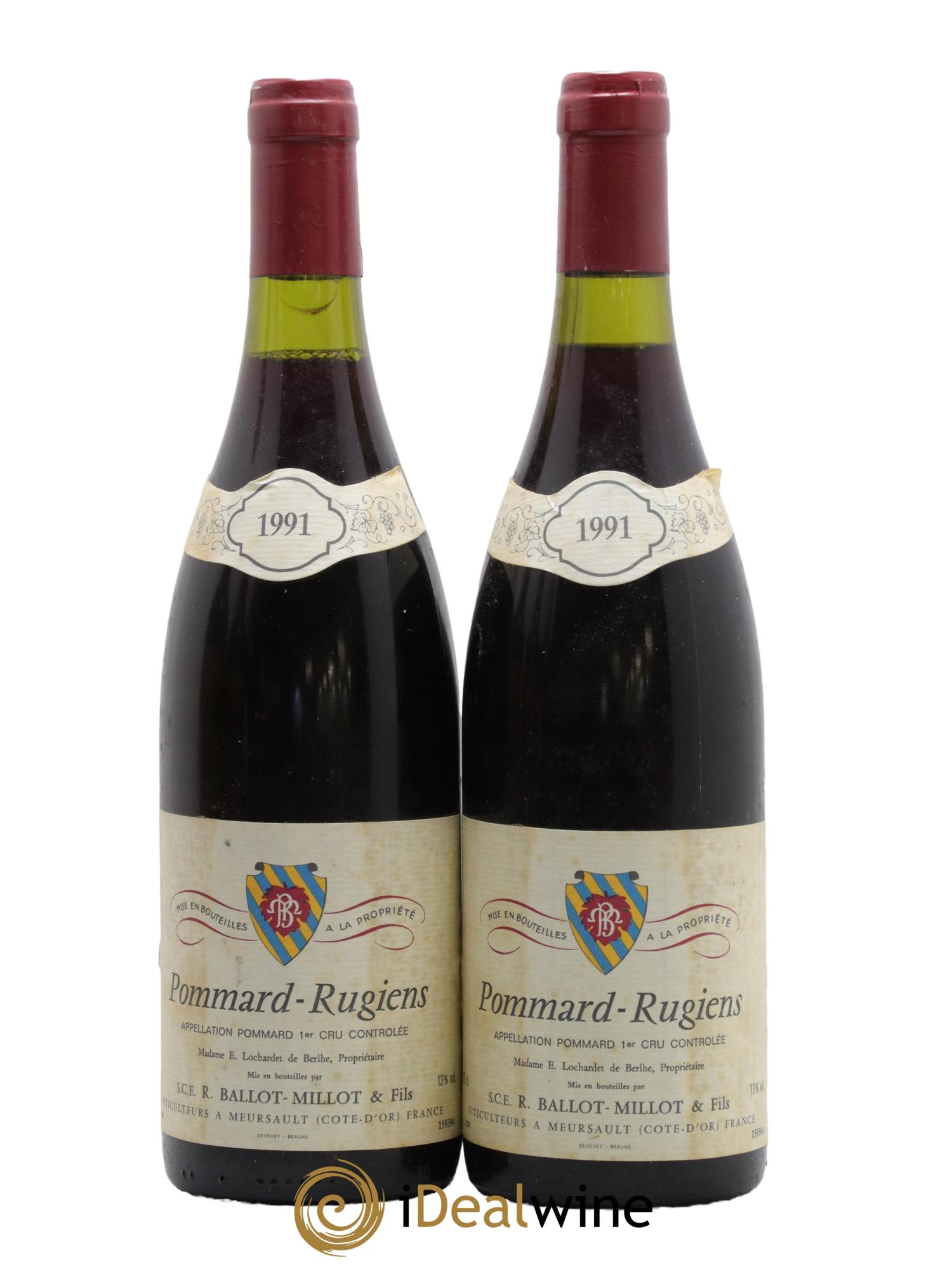Pommard 1er Cru Rugiens Ballot-Millot 1991 - Lot de 2 bouteilles - 0