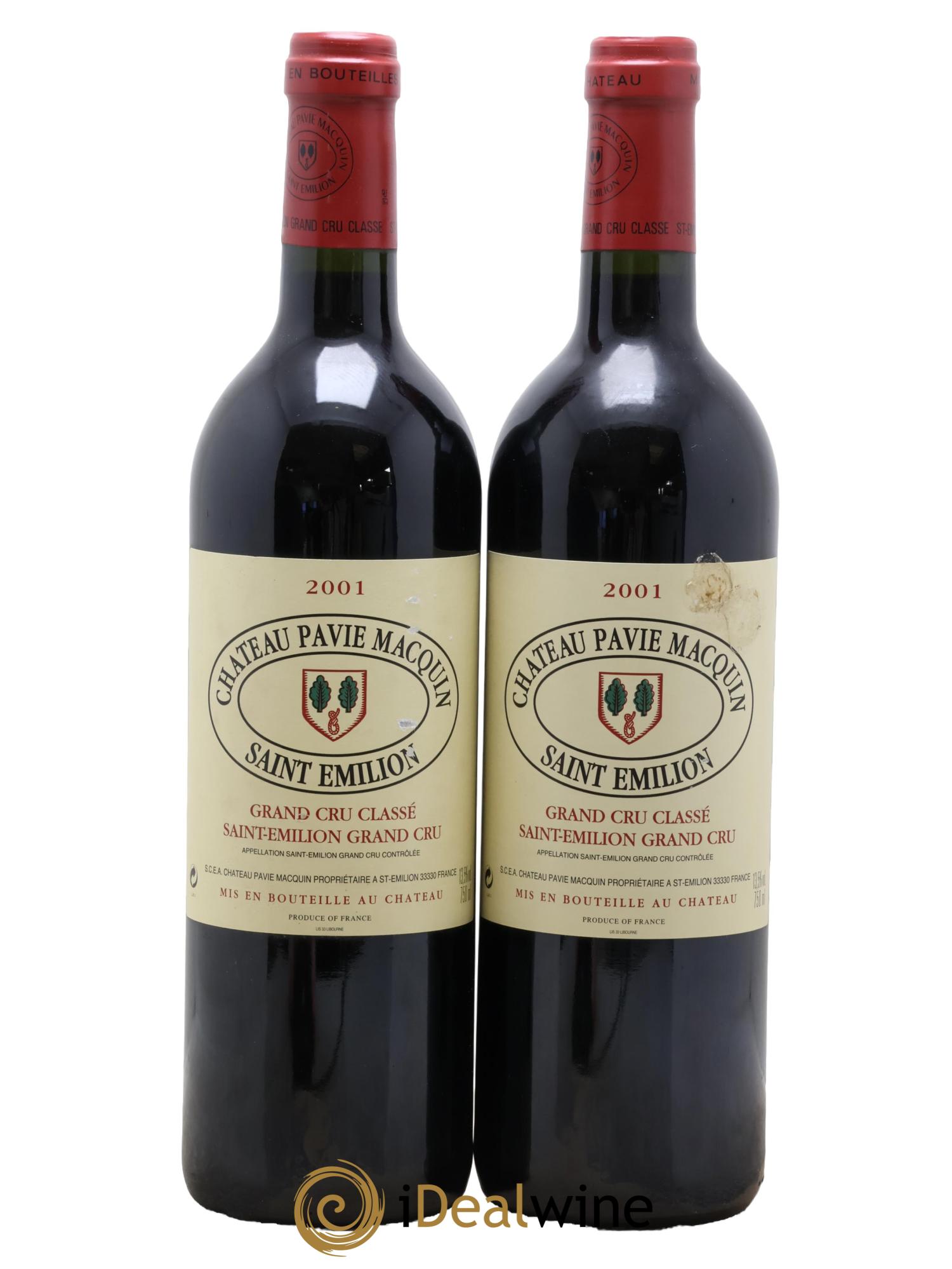 Château Pavie Macquin 1er Grand Cru Classé B  2001 - Lotto di 2 bottiglie - 0