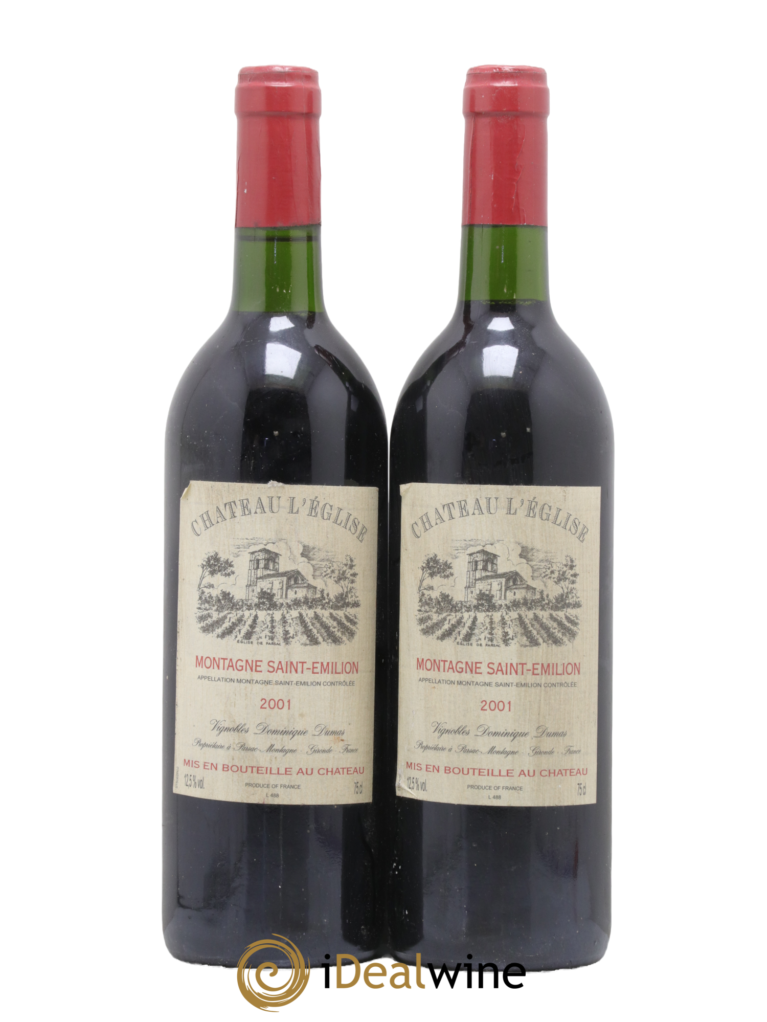 Montagne Saint-Émilion Château de L'Église 2001 - Lot de 2 bouteilles - 0