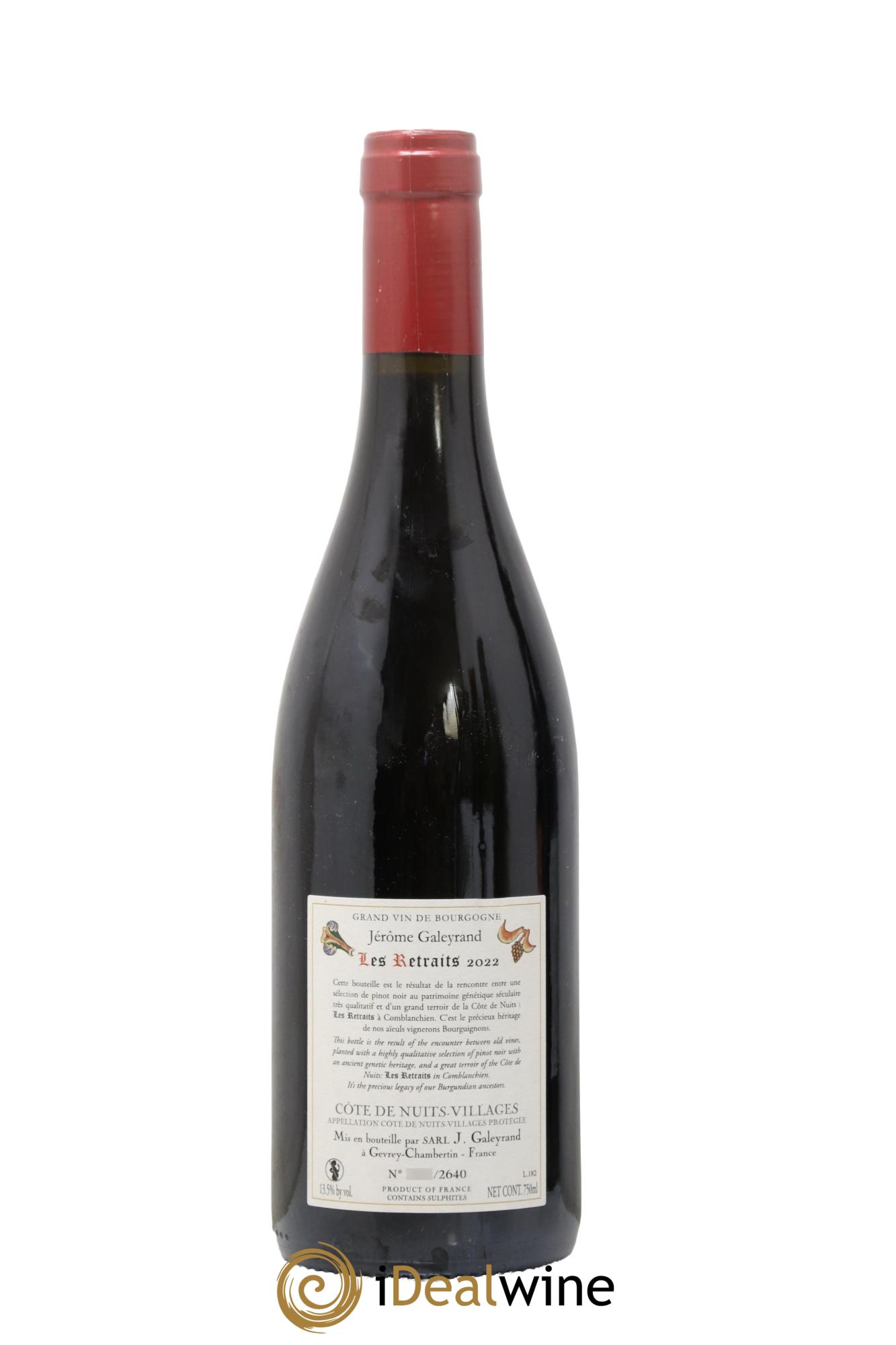 Côte de Nuits-Villages Les Retraits Jérôme Galeyrand 2022 - Lotto di 1 bottiglia - 1