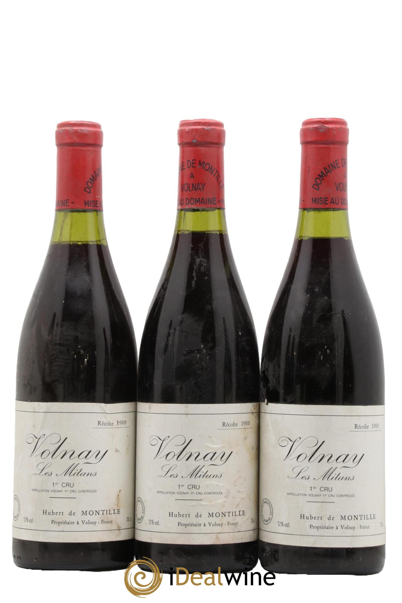 Volnay 1er Cru Les Mitans De Montille (Domaine) 1988 - Lot de 3 bouteilles - 0
