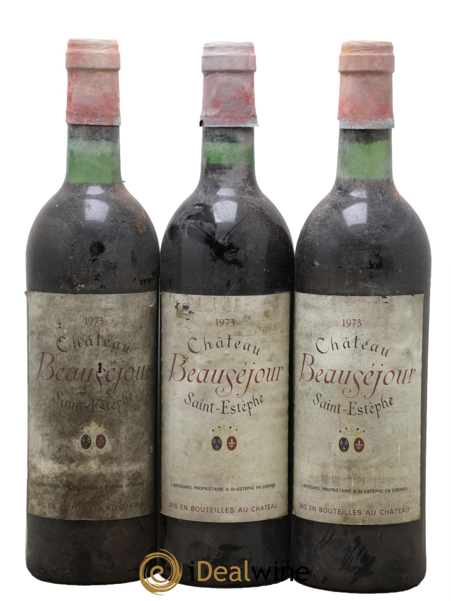 Saint-Estèphe Chateau Beauséjour 1973 - Lotto di 3 bottiglie - 0