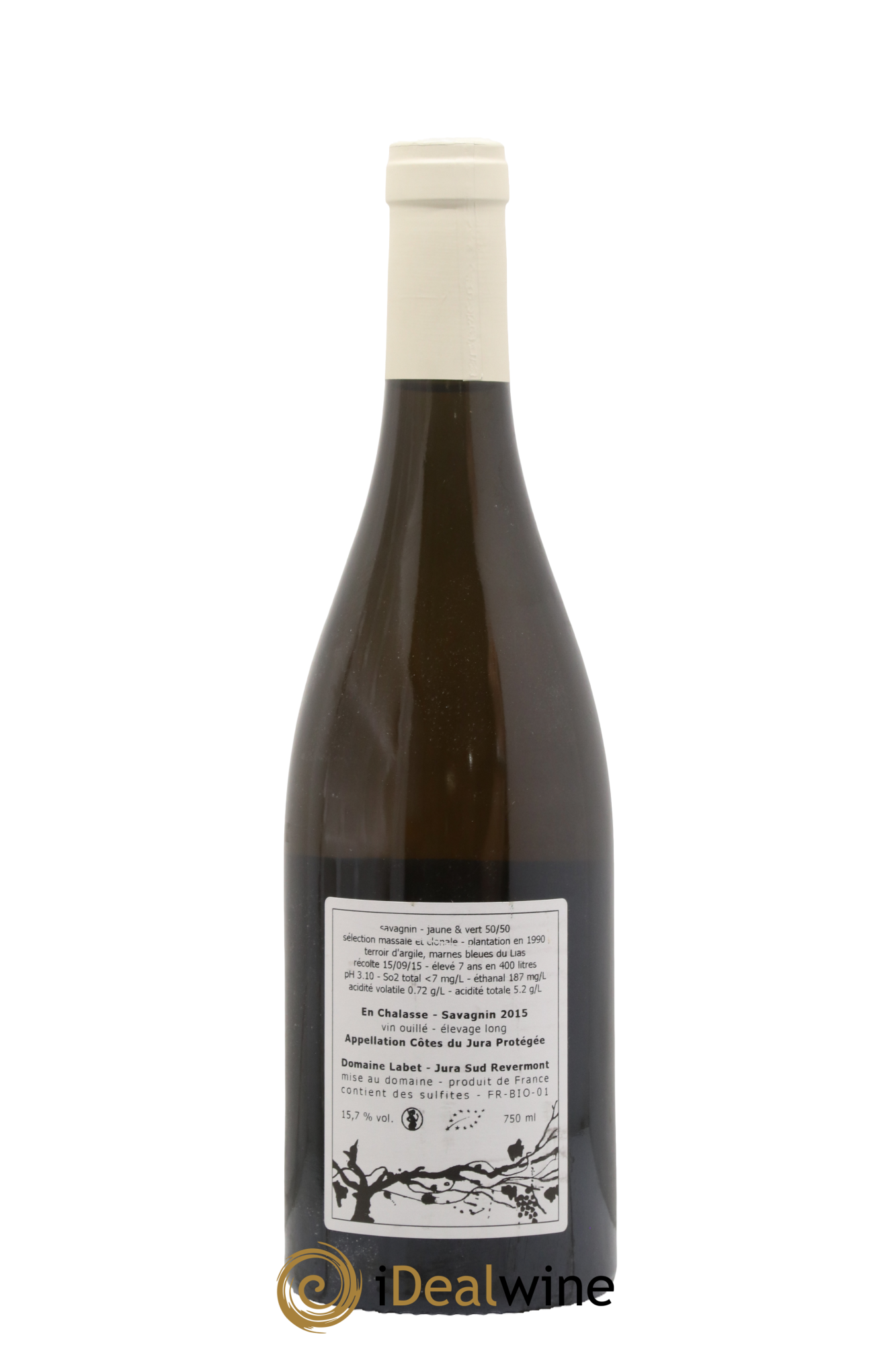 Côtes du Jura Savagnin en Chalasse Elevage Long Romain - Julien - Charline Labet 2015 - Lot de 1 bouteille - 1