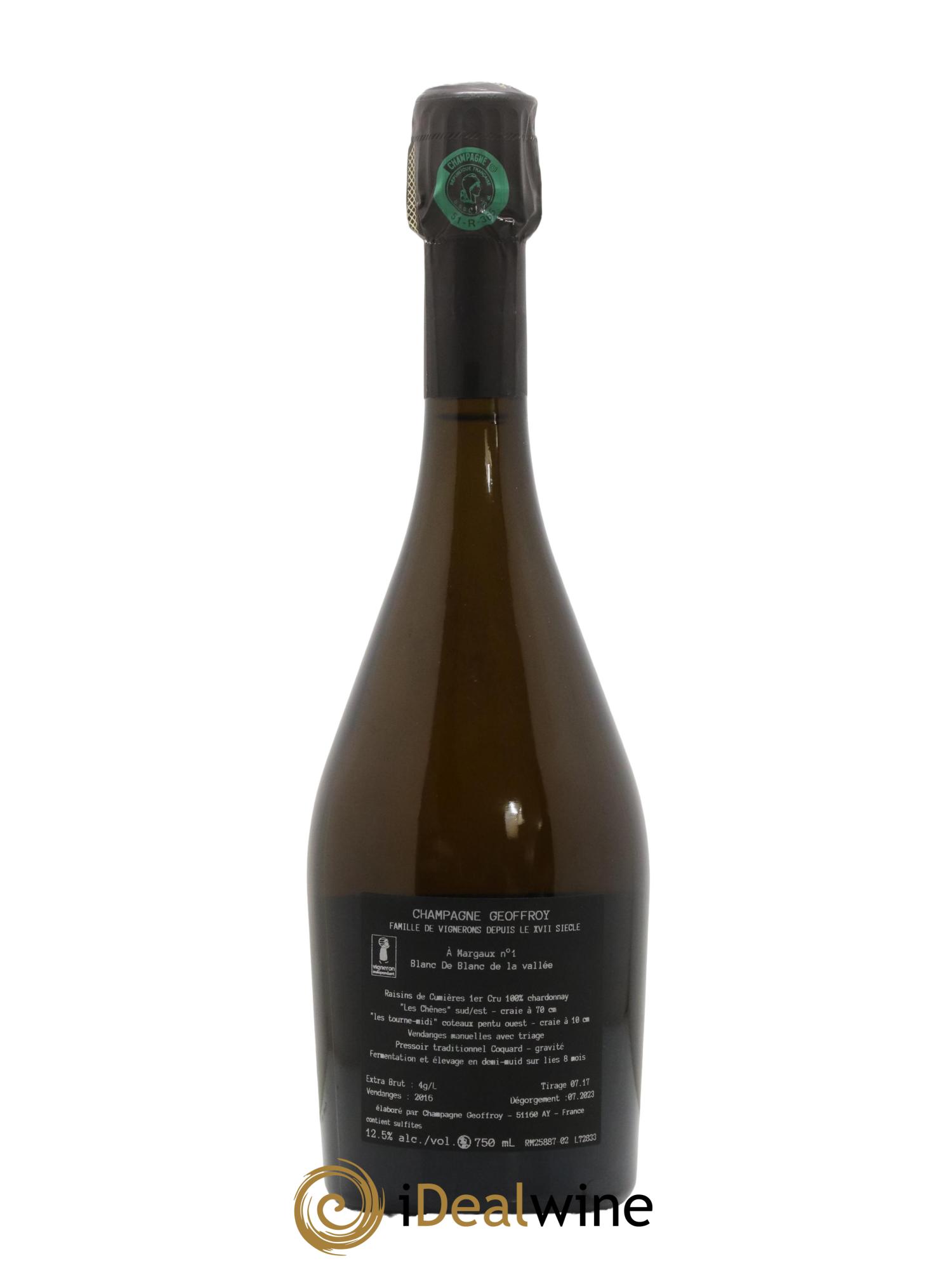 Champagne Premier Cru Extra Brut Blanc de Blancs Volupte Maison Geoffroy 2016 - Lot de 1 bouteille - 1