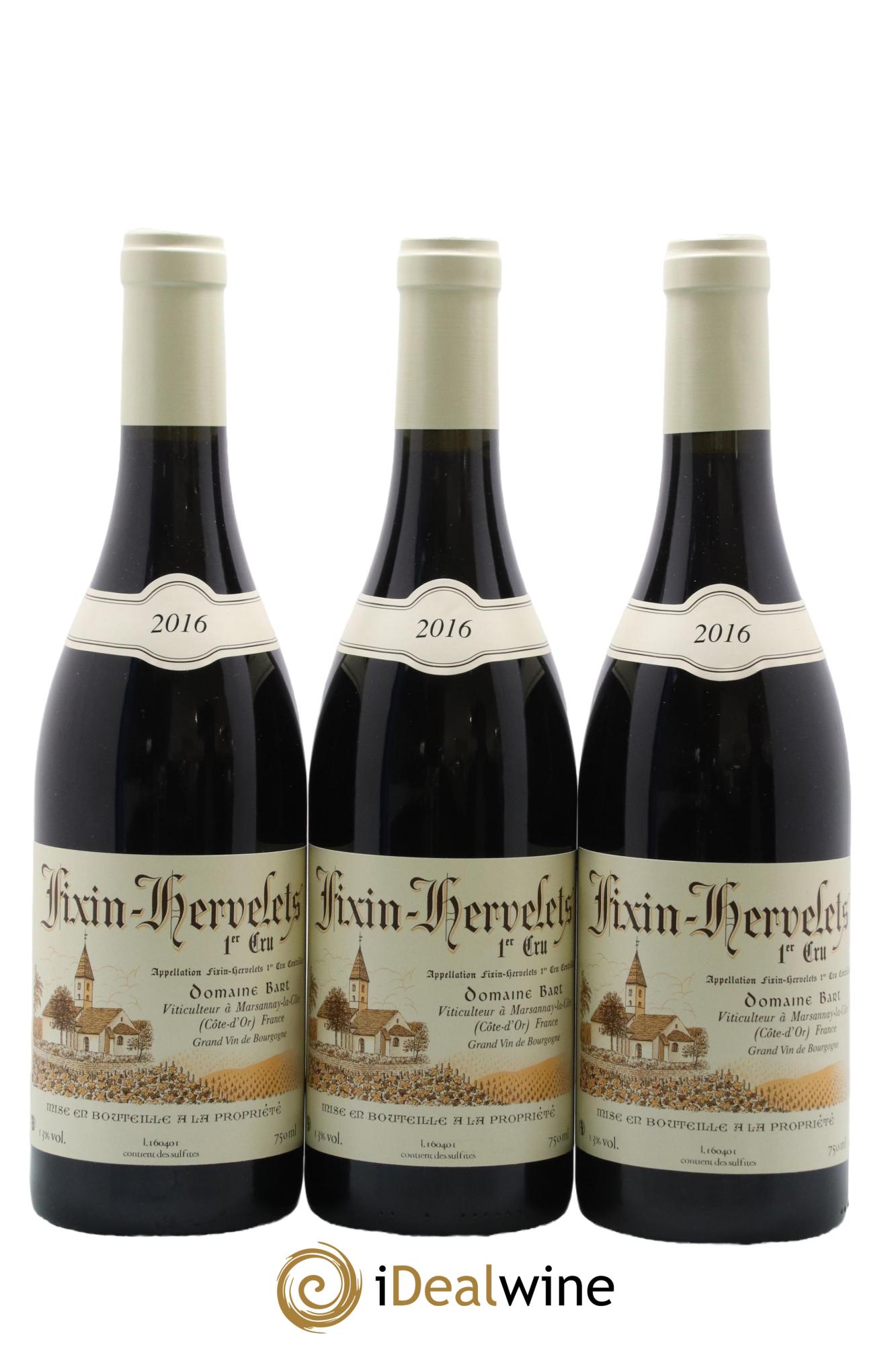 Fixin 1er Cru Hervelets Bart (Domaine) 2016 - Lotto di 3 bottiglie - 0