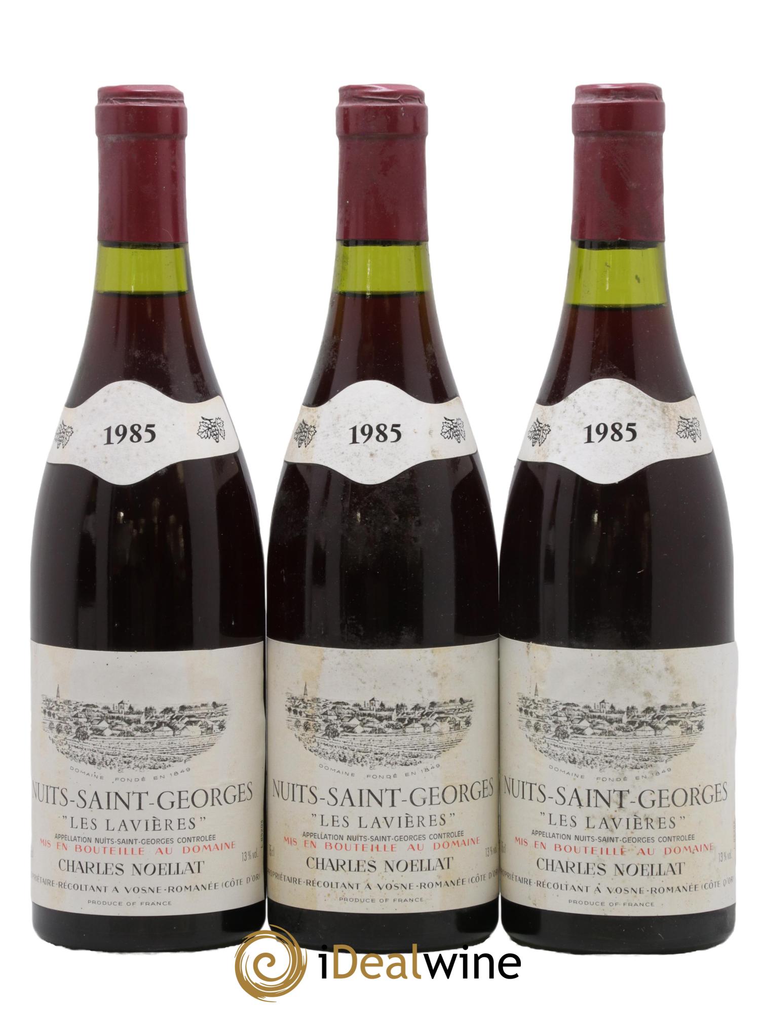 Nuits-Saint-Georges Les Lavieres Charles Noëllat 1985 - Lot de 3 bouteilles - 0