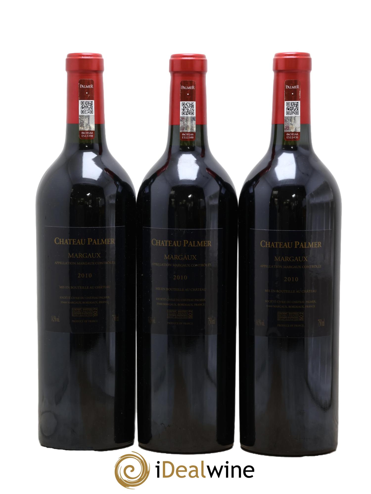 Château Palmer 3ème Grand Cru Classé 2010 - Lot of 3 bottles - 1