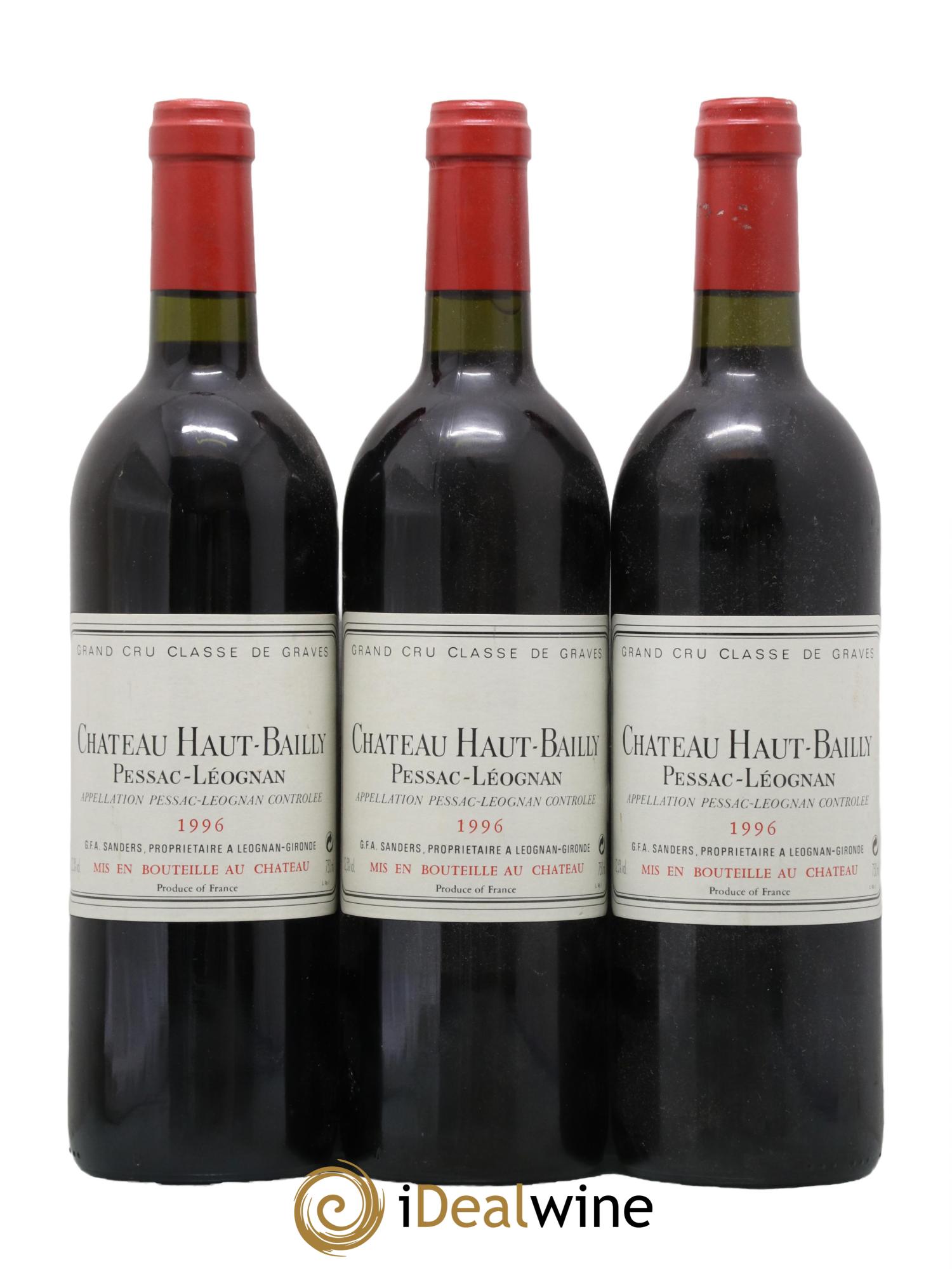Château Haut-Bailly Cru Classé de Graves 1996 - Lot de 3 bouteilles - 0