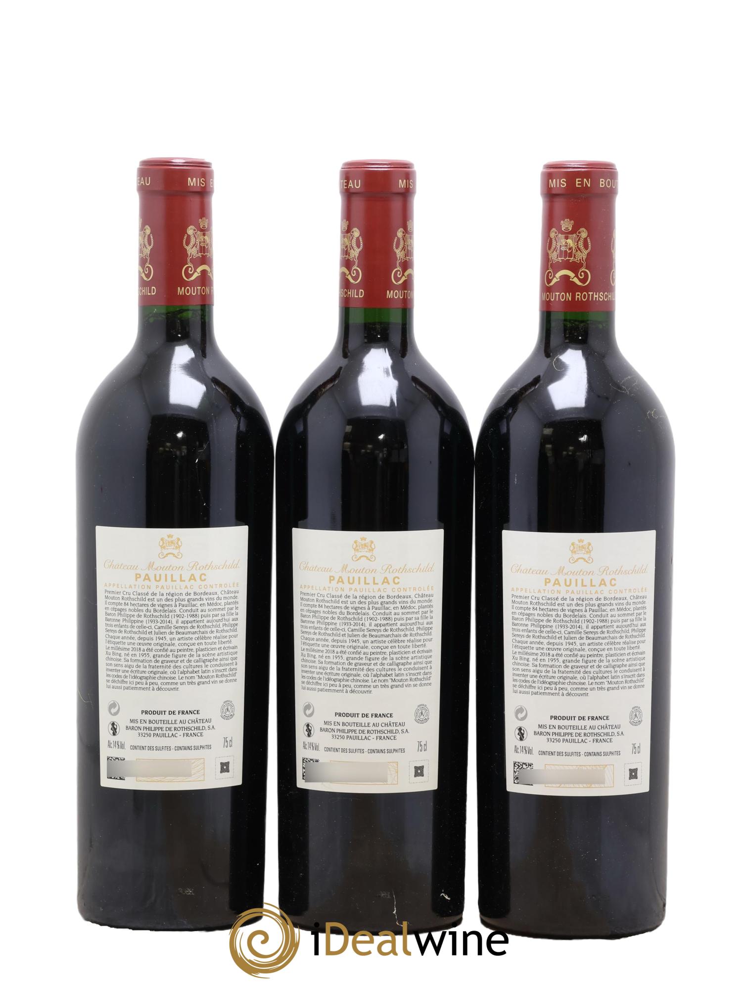 Château Mouton Rothschild 1er Grand Cru Classé 2018 - Lot de 3 bouteilles - 1