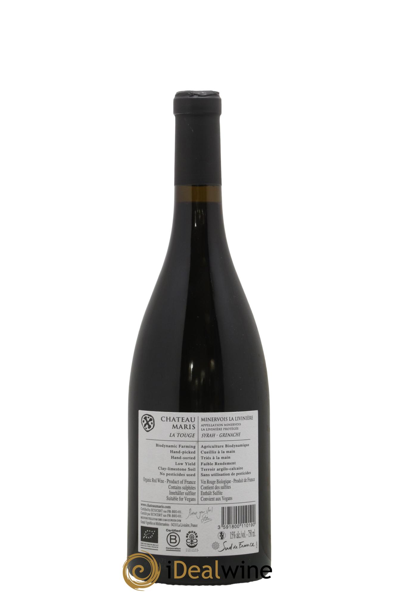 Minervois La Livinière La Touge Château Maris 2018 - Lot de 1 bouteille - 1