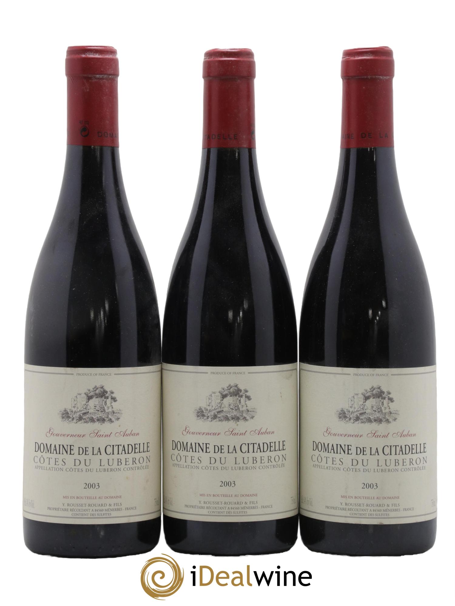 Luberon Gouverneur Saint Auban Domaine de la Citadelle 2003 - Lot de 3 bouteilles - 0