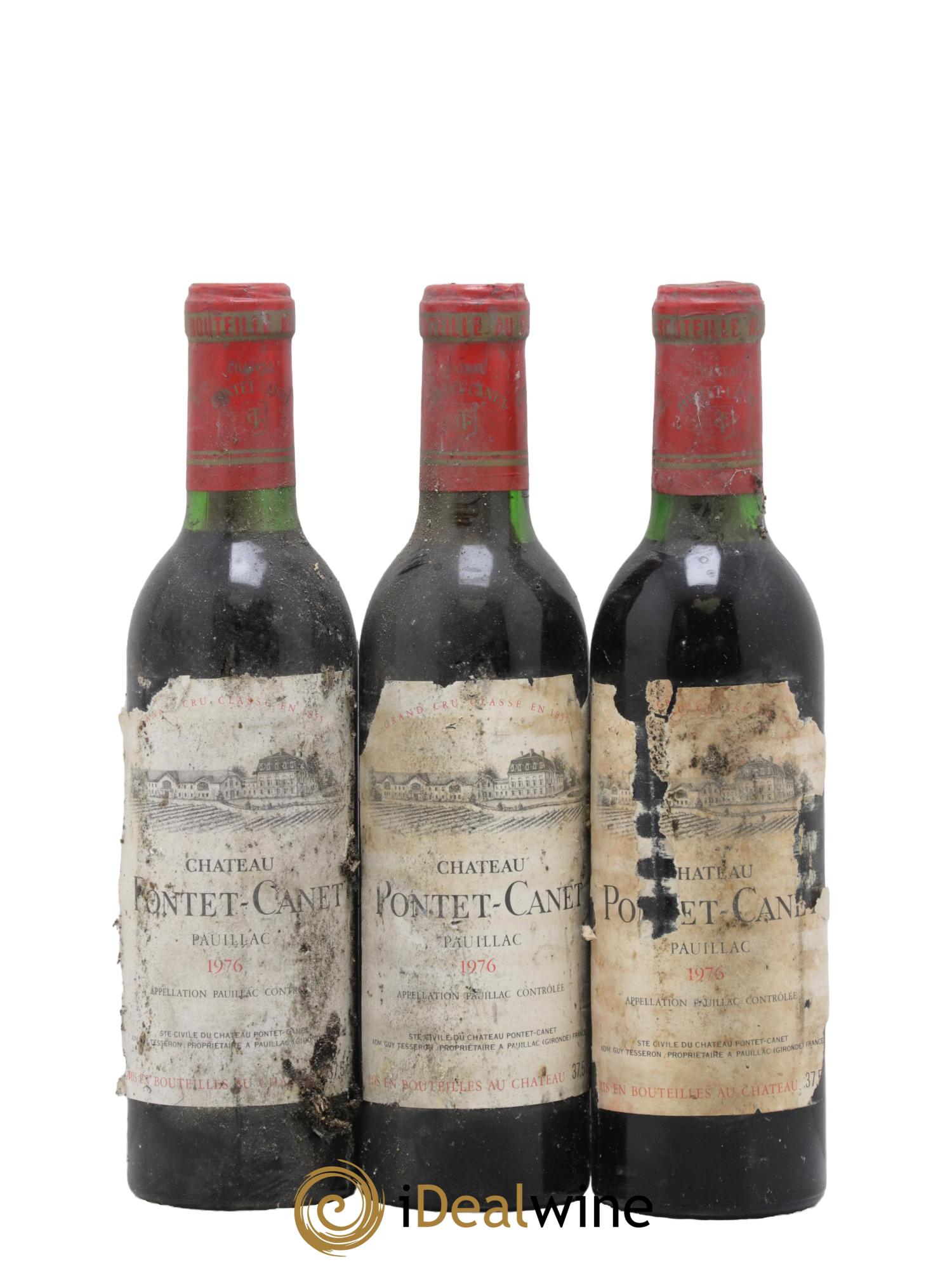 Château Pontet Canet 5ème Grand Cru Classé 1976 - Lot de 3 demi bouteilles - 0