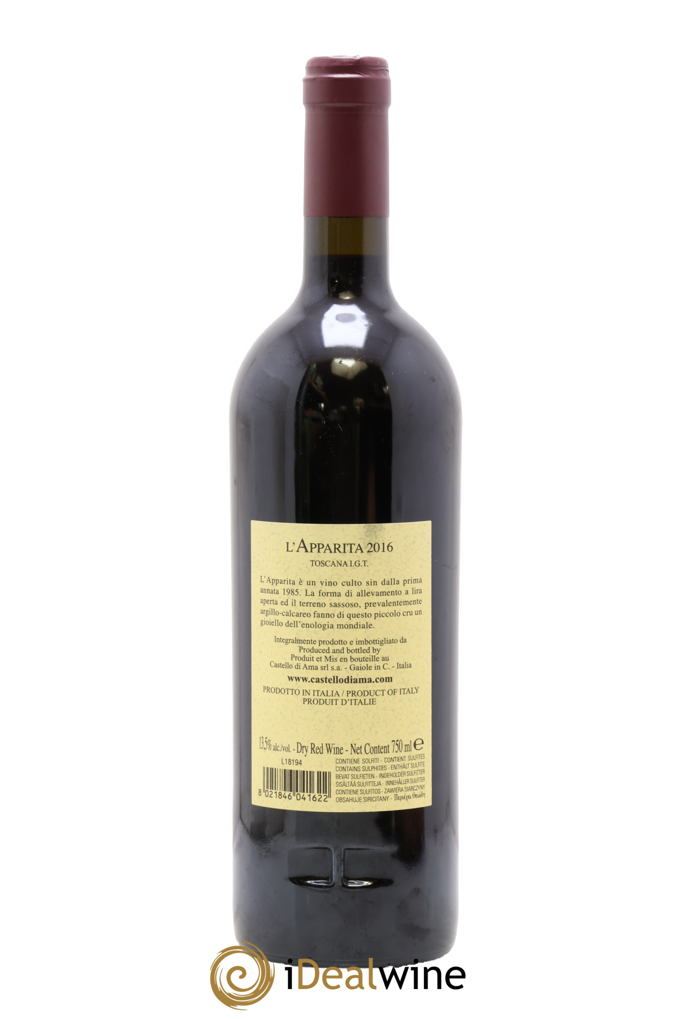 Toscana IGT Castello di Ama L'Apparita 2016 - Lot de 1 bouteille - 1