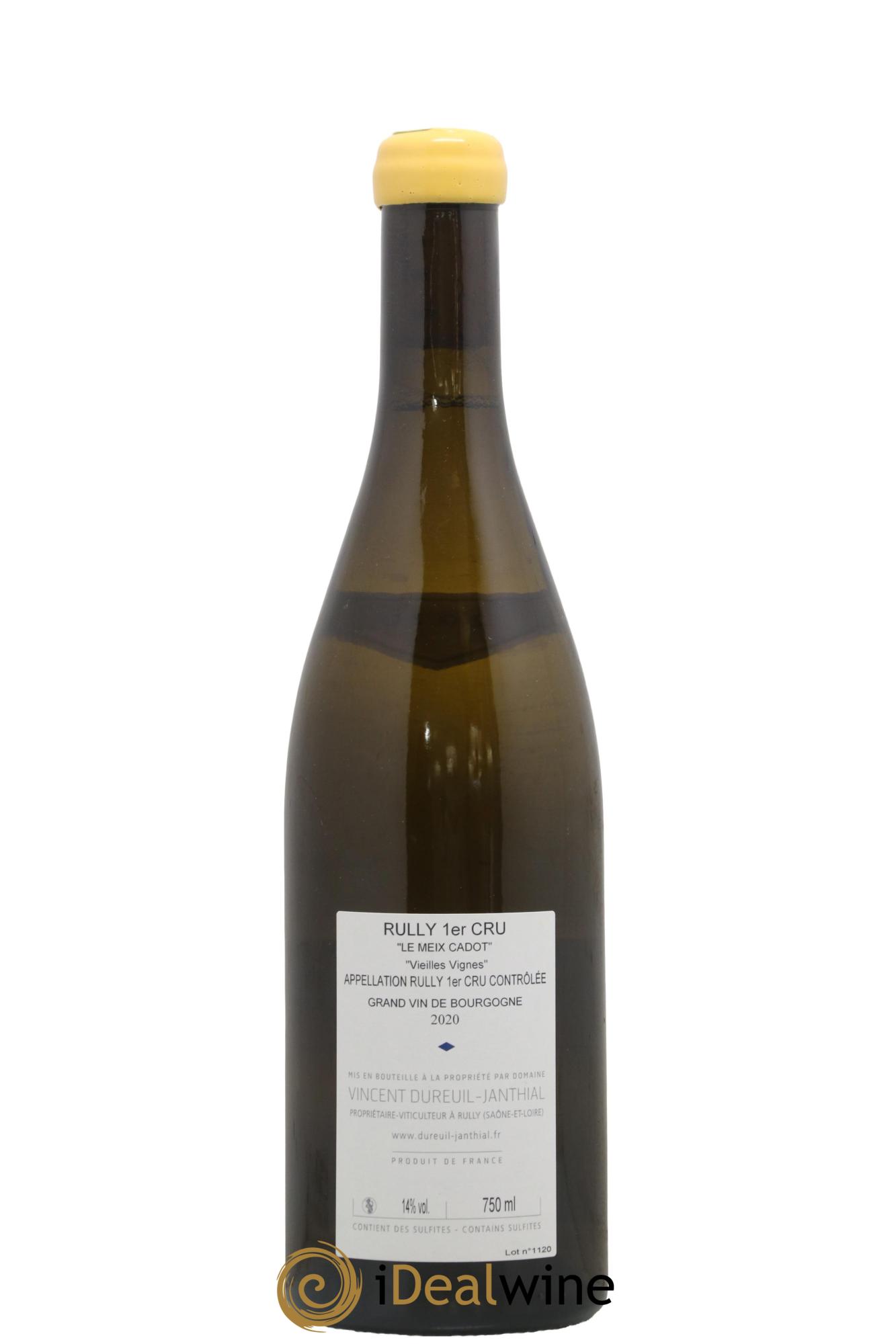 Rully 1er Cru Le Meix Cadot Vieilles Vignes Vincent Dureuil-Janthial 2020 - Lot de 1 bouteille - 1