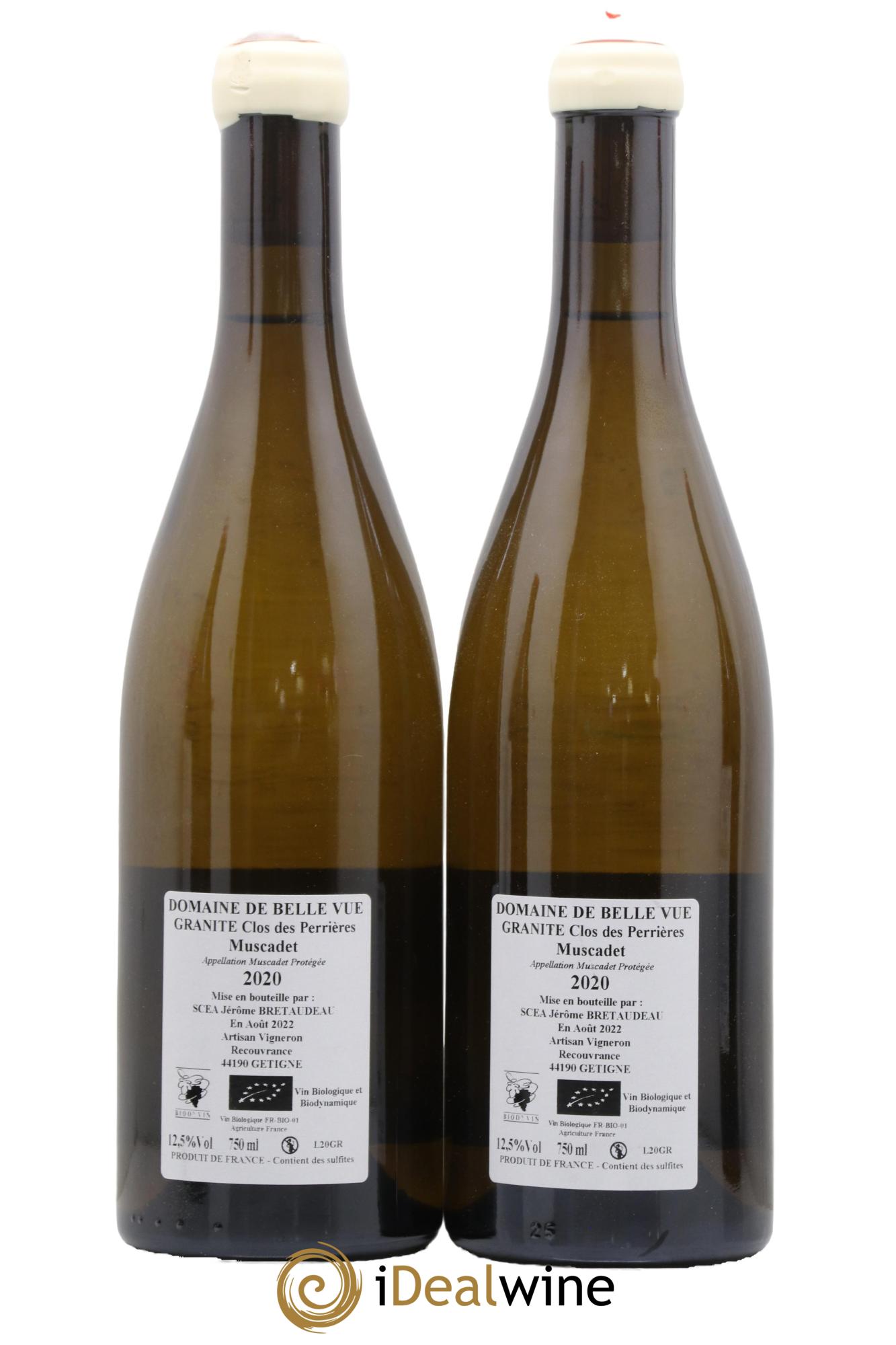 Muscadet-Sèvre-et-Maine Granite Clos des Perrières Jérôme Bretaudeau - Domaine de Bellevue 2020 - Lot de 2 bouteilles - 1