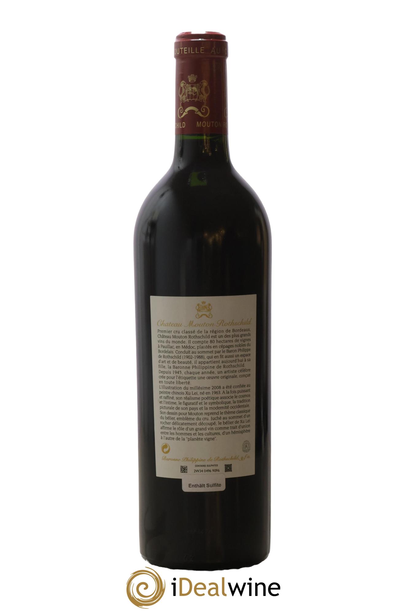 Château Mouton Rothschild 1er Grand Cru Classé 2008 - Lot de 1 bouteille - 1