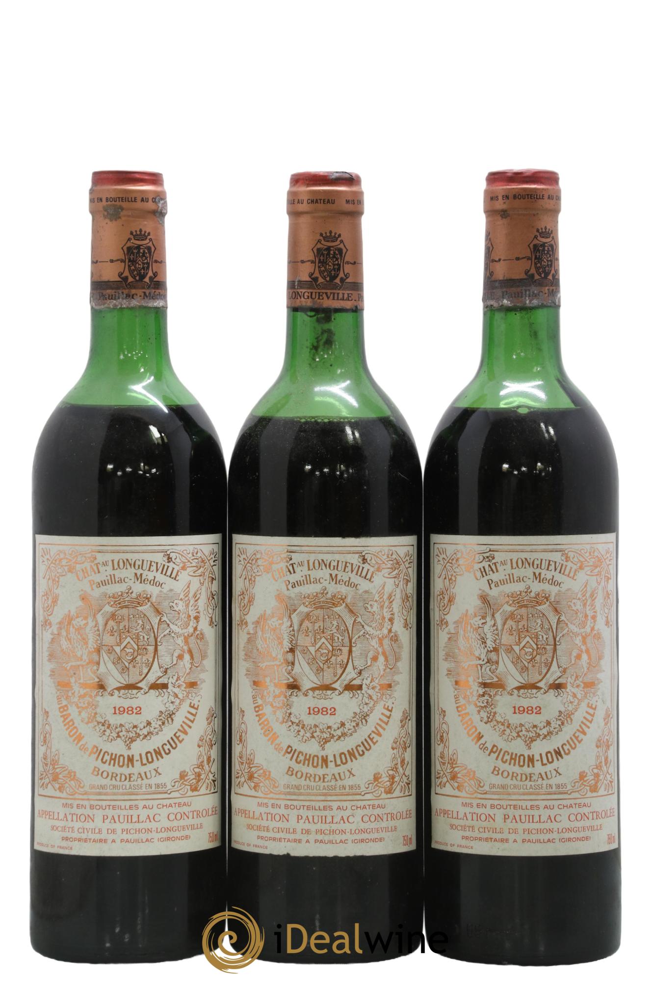 Pichon Longueville Baron 2ème Grand Cru Classé 1982 - Lot of 3 bottles - 0