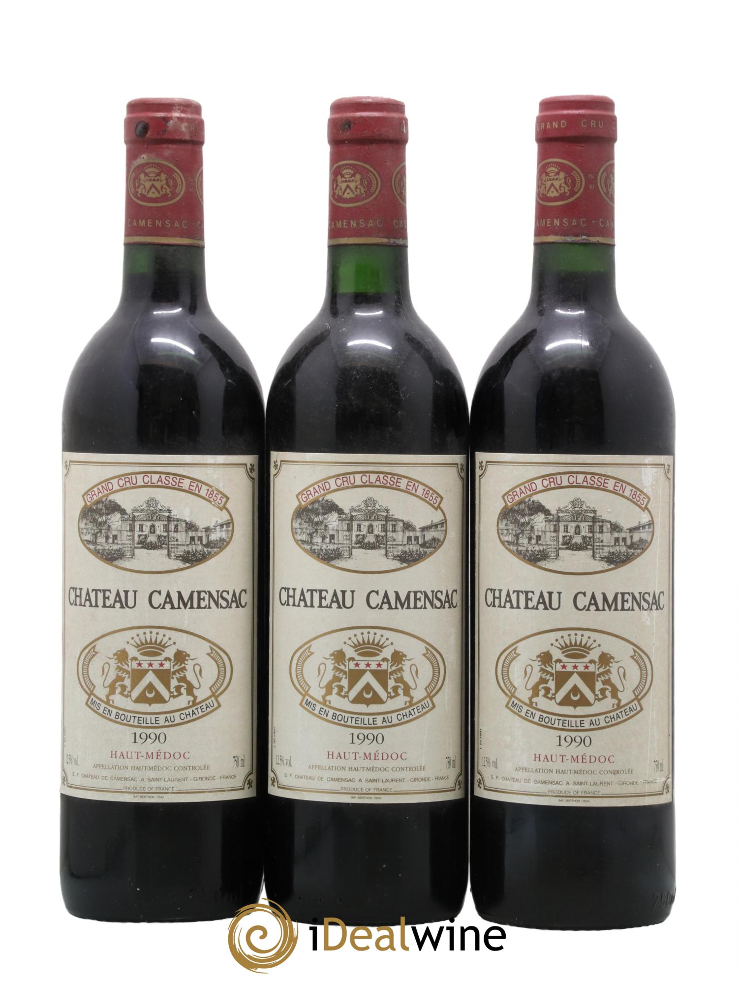 Château Camensac 5ème Grand Cru Classé 1990 - Lot de 3 bouteilles - 0