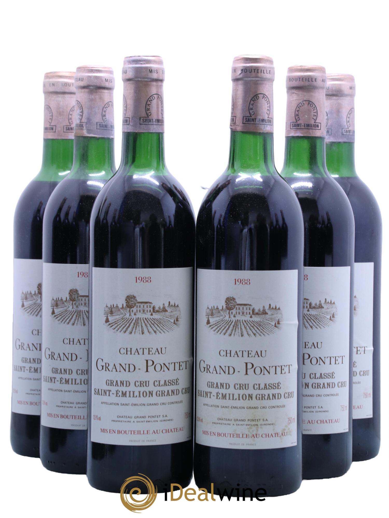 Château Grand Pontet Grand Cru Classé 1988 - Lot de 6 bouteilles - 0
