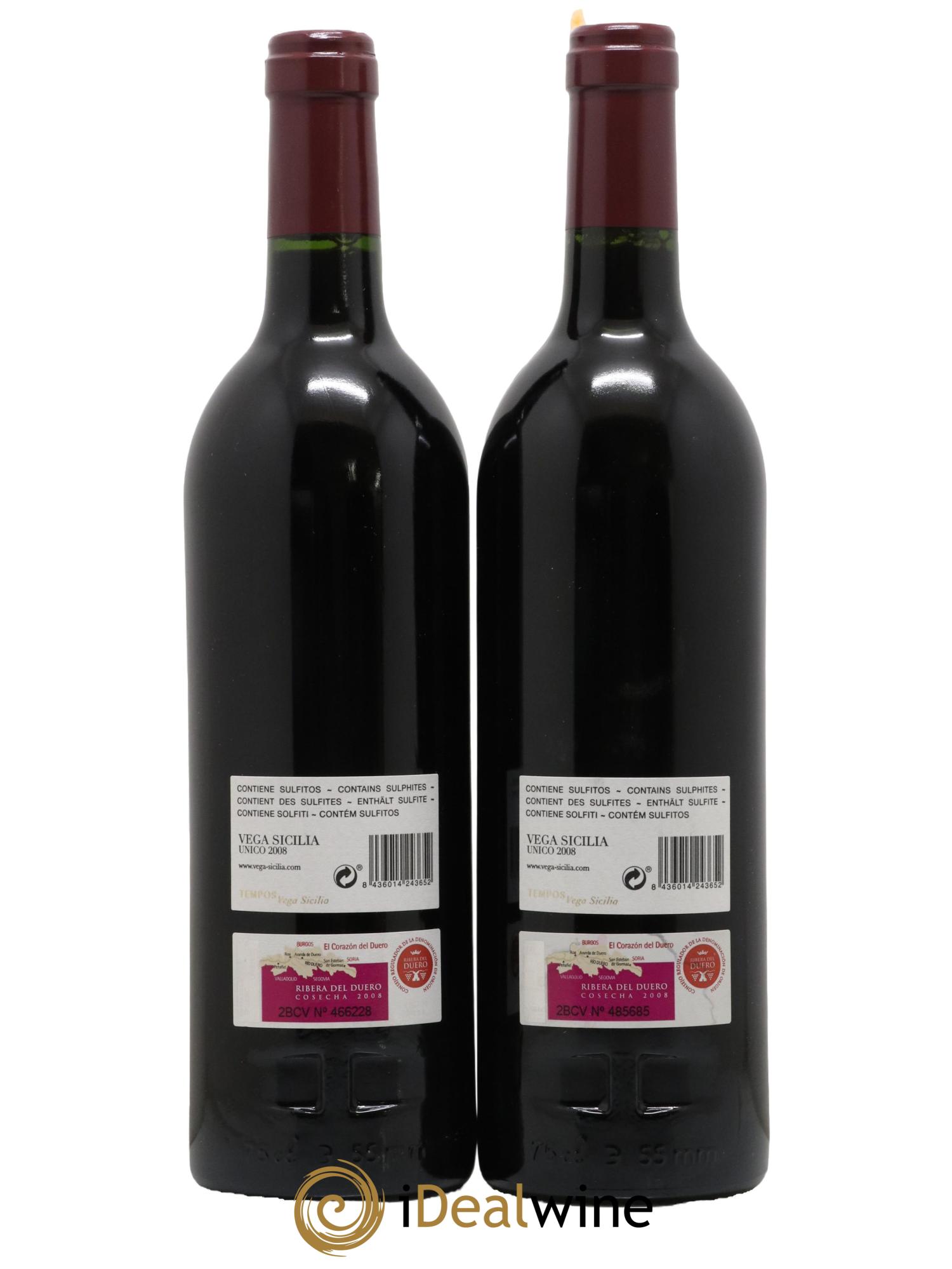Ribera Del Duero DO Vega Sicilia Unico Famille Alvarez 2008 - Lot of 2 bottles - 1
