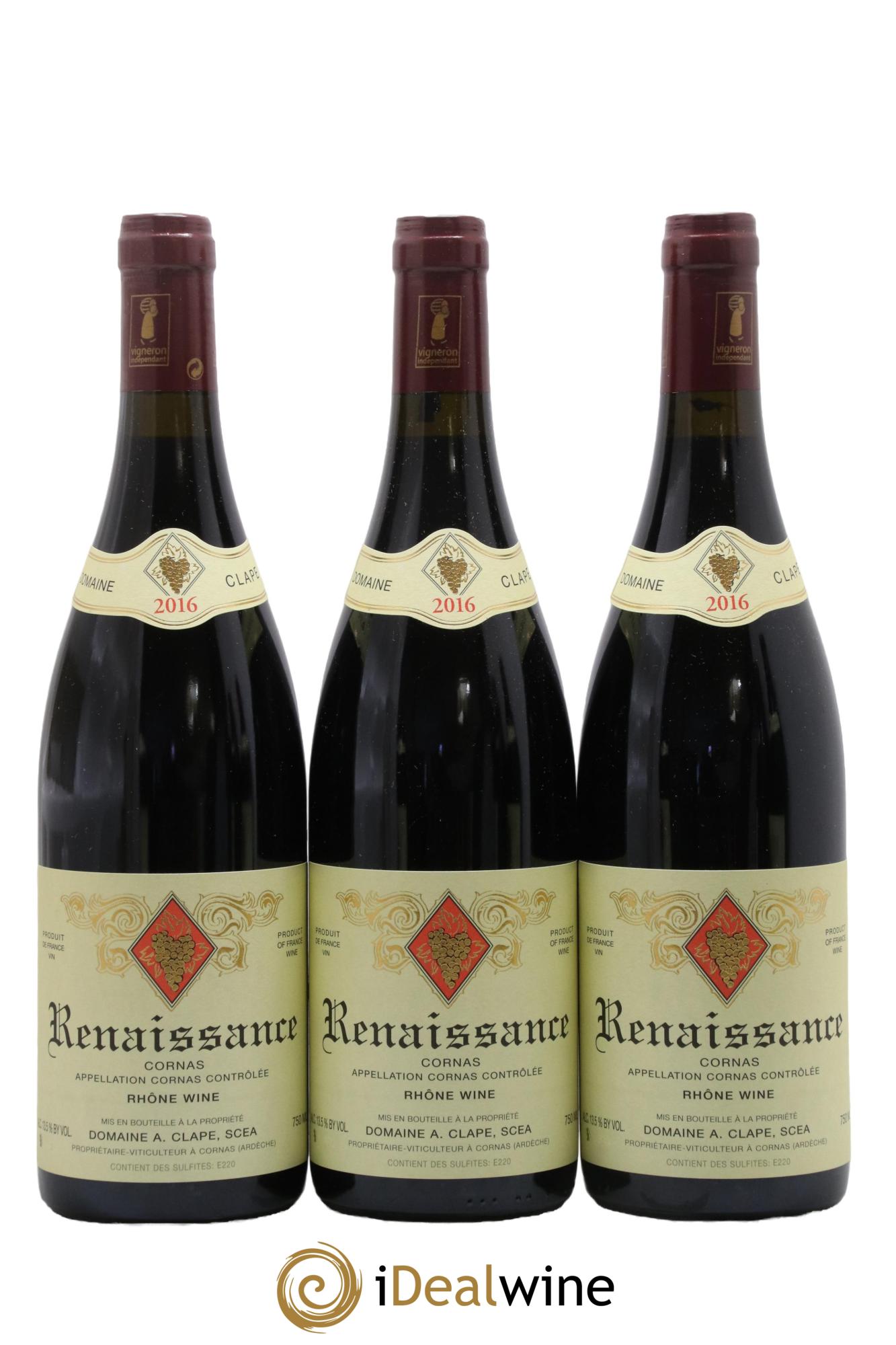 Cornas Renaissance Auguste Clape 2016 - Lot de 3 bouteilles - 0