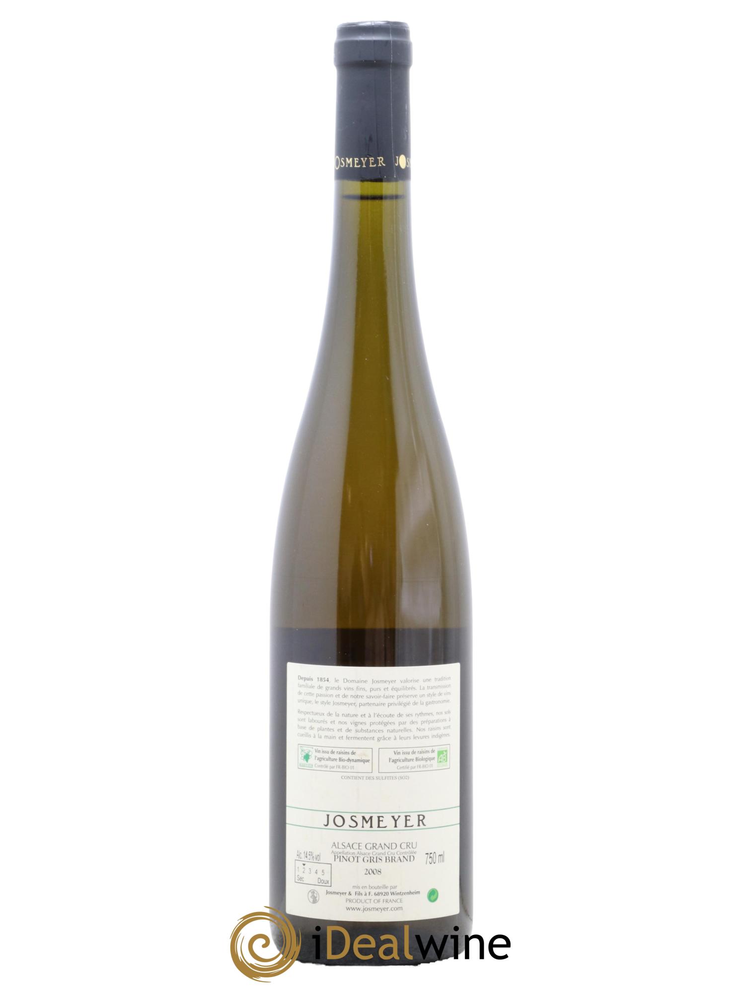 Alsace Pinot Gris Grand Cru Brand Josmeyer (Domaine) 2008 - Lotto di 1 bottiglia - 1