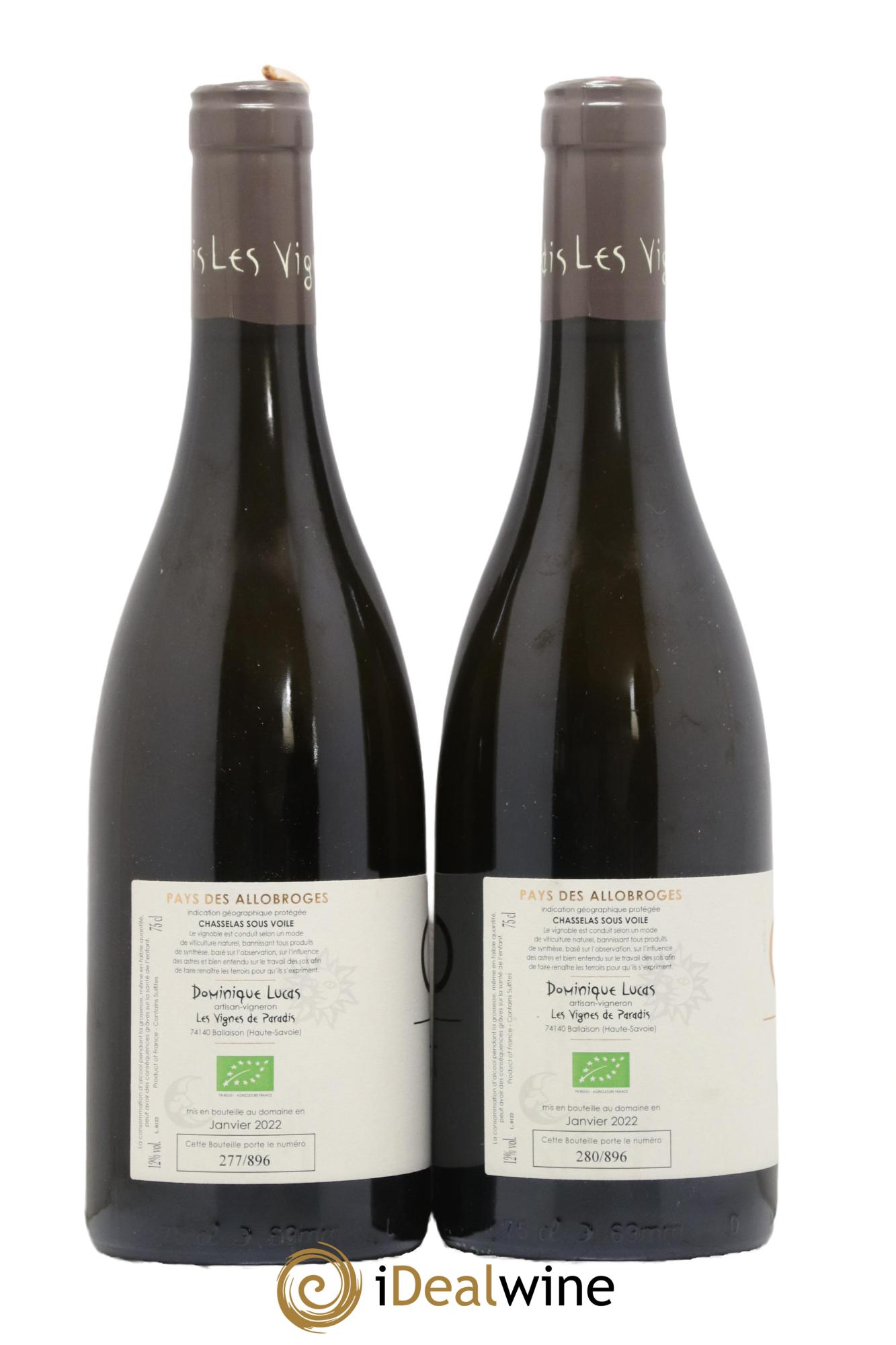 Vin des Allobroges Chasselas Sous Voile Vignes de Paradis 2019 - Lot de 2 bouteilles - 1
